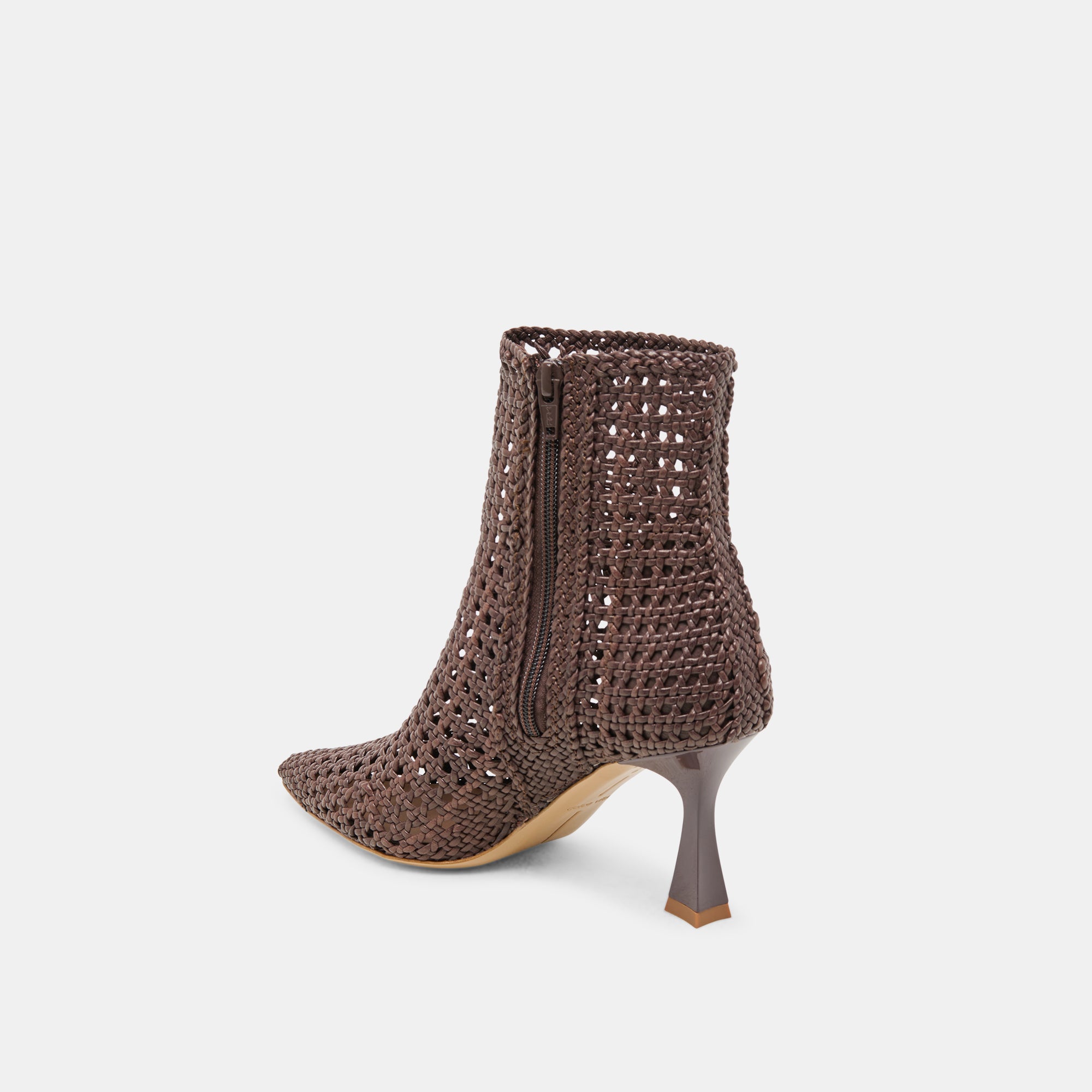 LONNI Women's DK Brown Woven Leather Booties - Stylish Ankle Boots for Fall & Winter Fashion | Perfect for Office, Date Night & Casual Outings