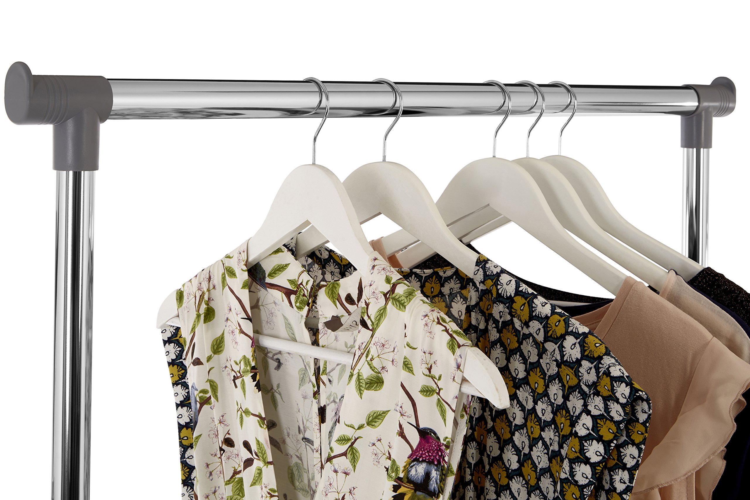 Premier Housewares 1900395 Chrome Double Hanging Rail with Wheels - Adjustable Closet Organizer for Bedroom, Bathroom & Laundry Room Storage