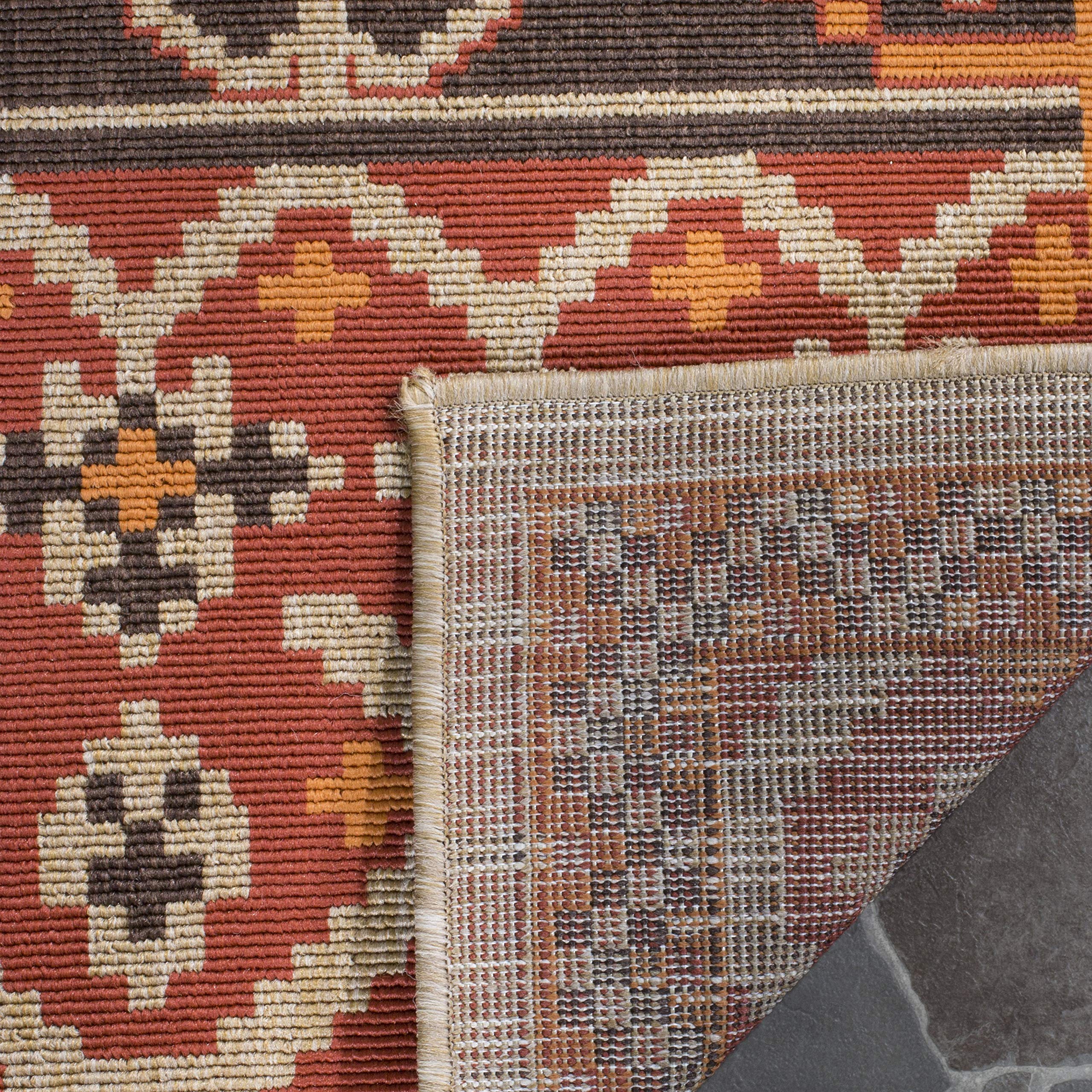 SAFAVIEH Veranda Collection 8' x 10' Red & Chocolate Boho Design Non-Shedding Area Rug - Easy Care Indoor/Outdoor Washable Rug for Living Room, Bedroom, Patio, Backyard & Mudroom (VER093-0332)