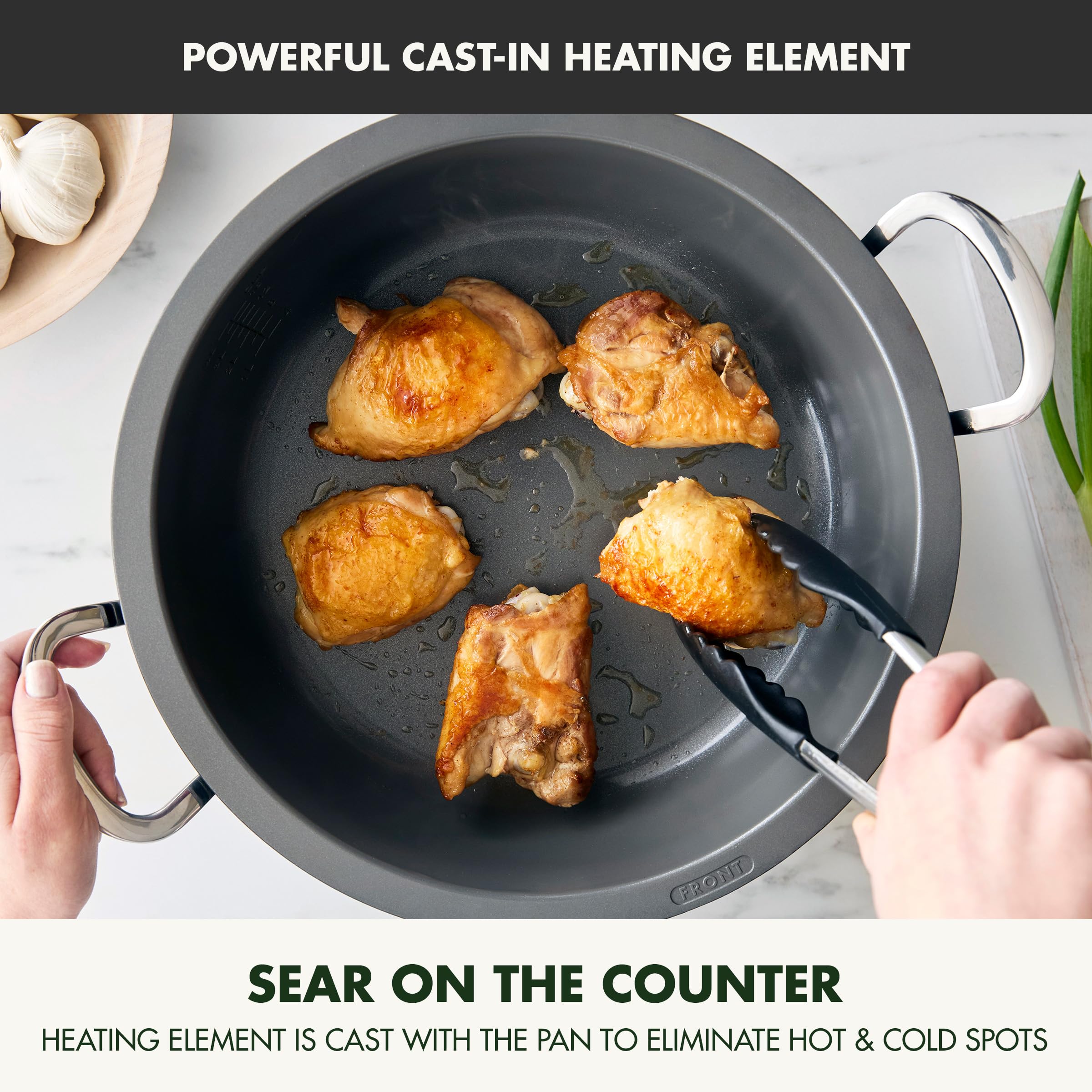 GreenPan Elite Essential Smart Electric 6QT Skillet Pot – Nonstick Ceramic Cookware for Searing, Sauteing, Stir-Frying & Rice Cooking | PFAS-Free, Dishwasher Safe & LED Display | Perfect for Home Cooking, Meal Prep & Healthy Family Dinners