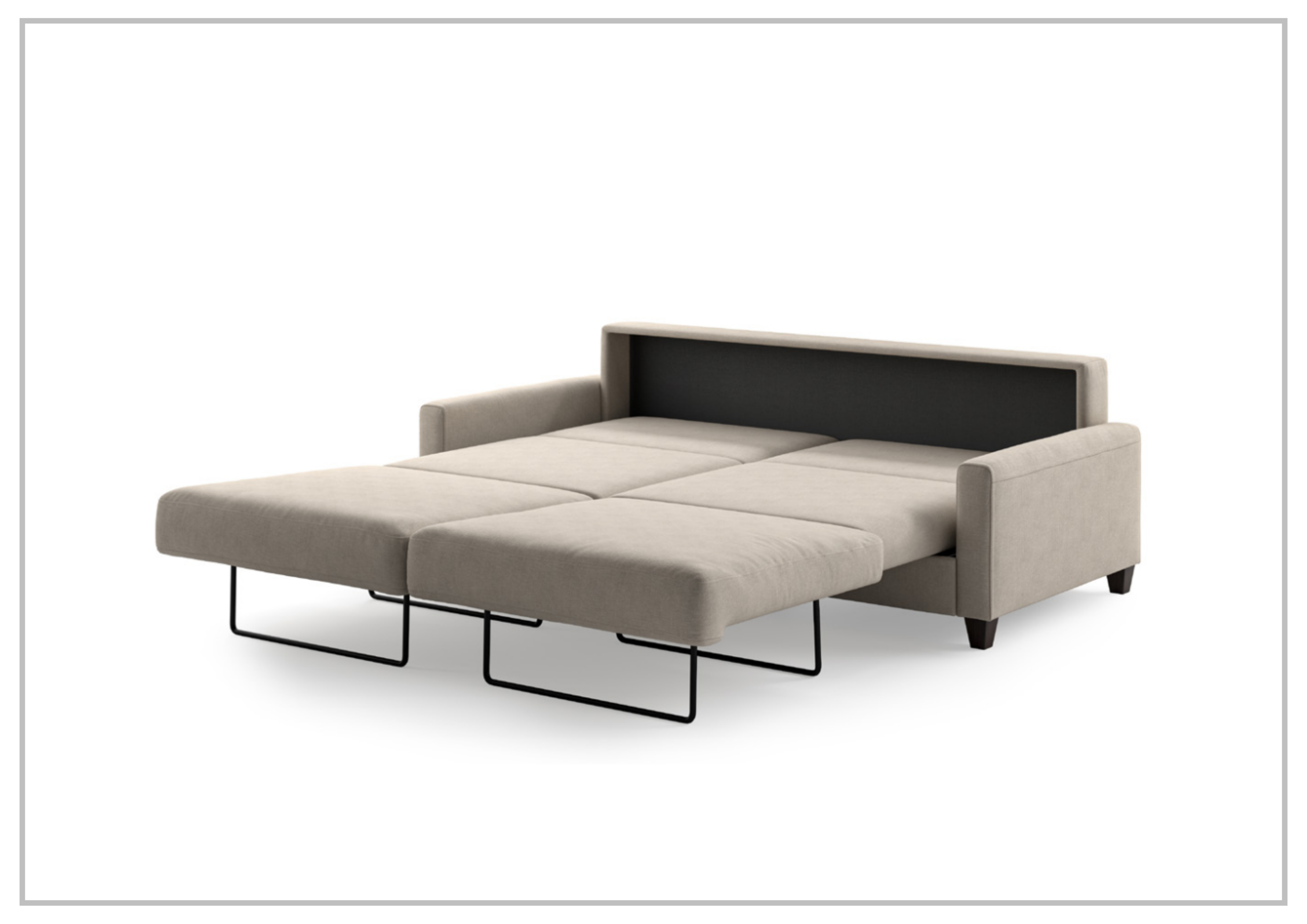 Luonto Nico Fabric Sleeper Sofa - Convertible Bed with Walnut or Chrome Legs - Full, Queen & King Size Options - Perfect for Small Spaces, Guest Rooms & Apartments