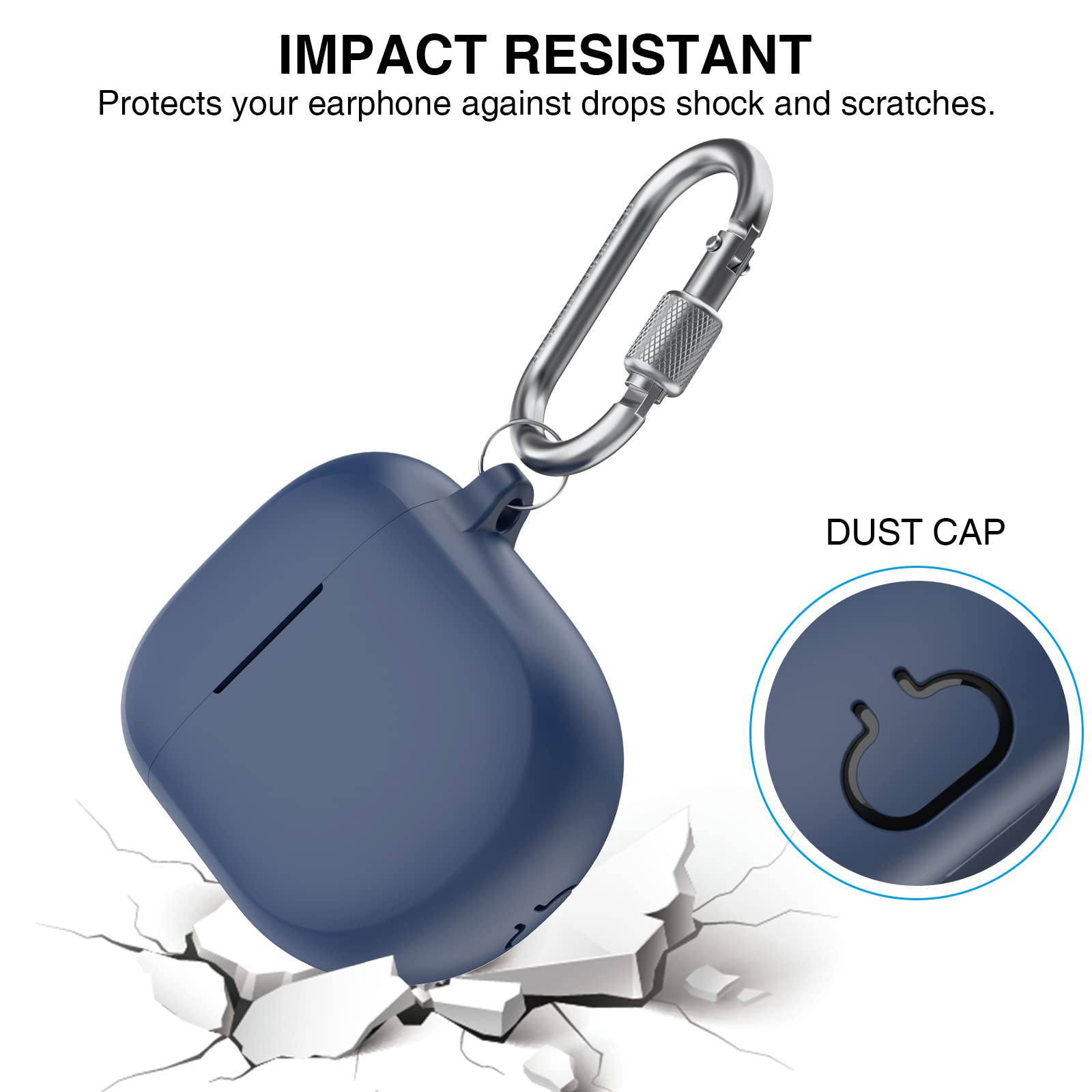 AHASTYLE Shockproof Silicone Case for Bose QuietComfort Earbuds II & Ultra (2023) - Full Protection Skin Cover - Deep Blue - Perfect for Travel, Workouts & Daily Use