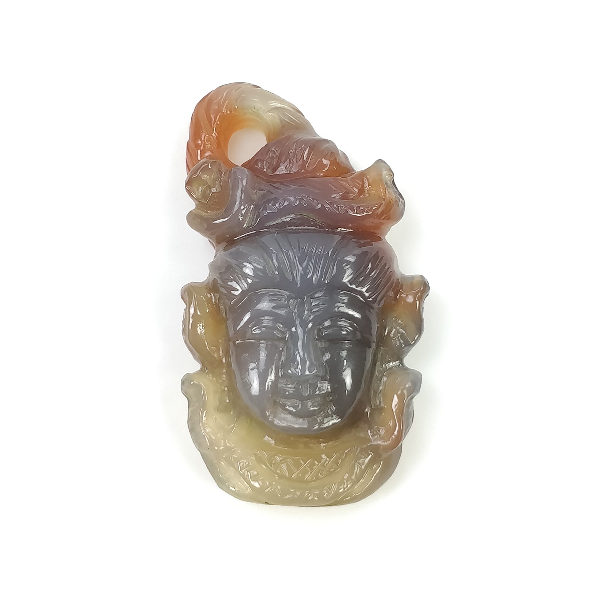 Natural Orange Agate Hand Carved Lord Shiva Statue - 59.90cts Untreated Gemstone (41x24mm) | Spiritual Decor, Meditation Altar Piece, Yoga Room Decor, Hindu Gift