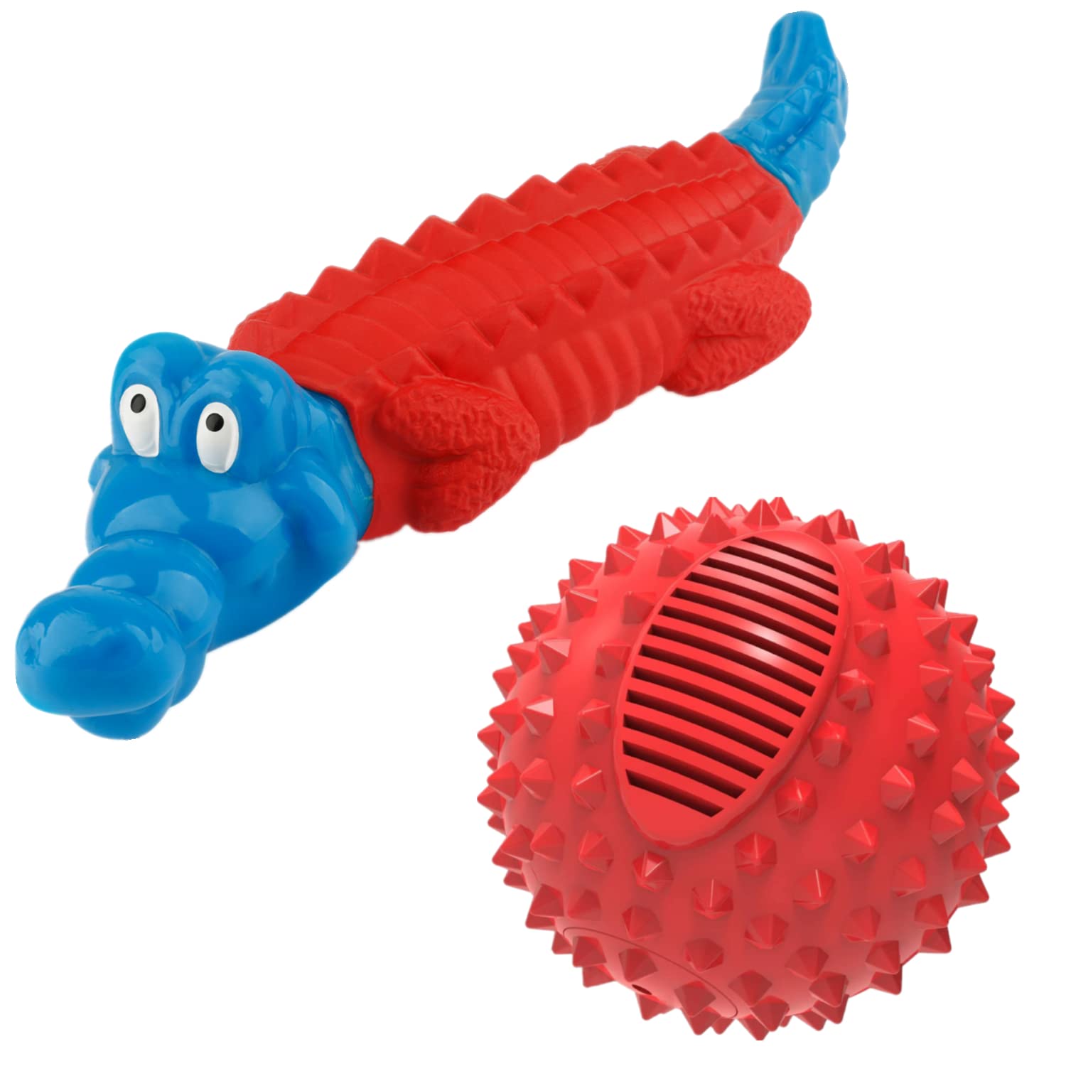 Squeaky Dog Ball and Chew Toy Set for Small & Large Dogs - Durable Pet Chew Toys for Aggressive Chewers - Interactive Play & Teeth Cleaning (Great for Fetch, Training, and Indoor/Outdoor Play)