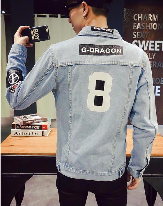 American Flag Printed Slim Fit Denim Jacket for Men - Stylish Vintage Denim Jacket with USA Flag Design - Perfect for Casual Outfits, 4th of July Celebrations & Patriotic Events