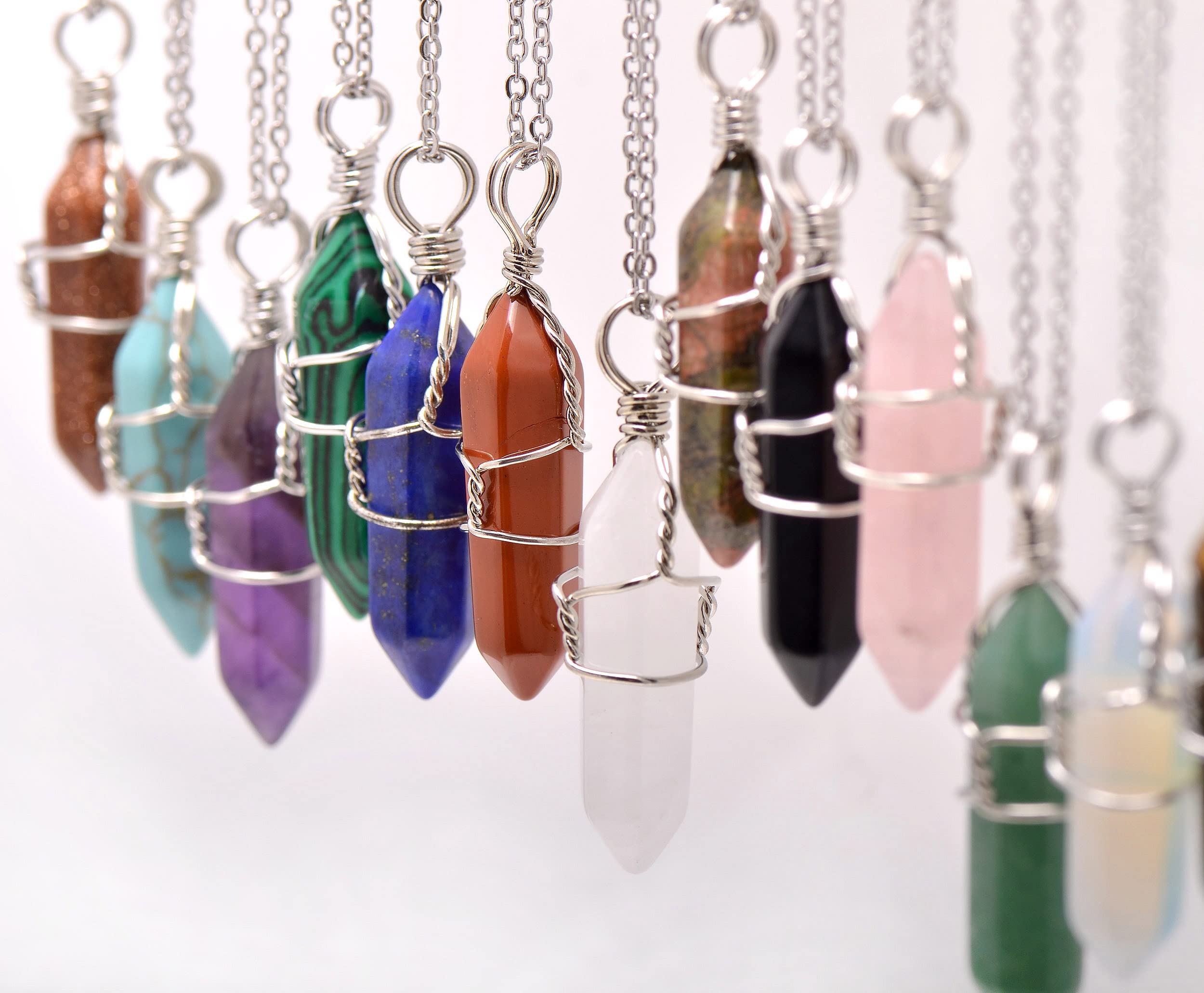 Paialco Hand-Wired Natural & Created Crystal Point Chakra Healing Pendant Necklace | Energy Balancing Spiritual Jewelry for Meditation, Yoga & Reiki