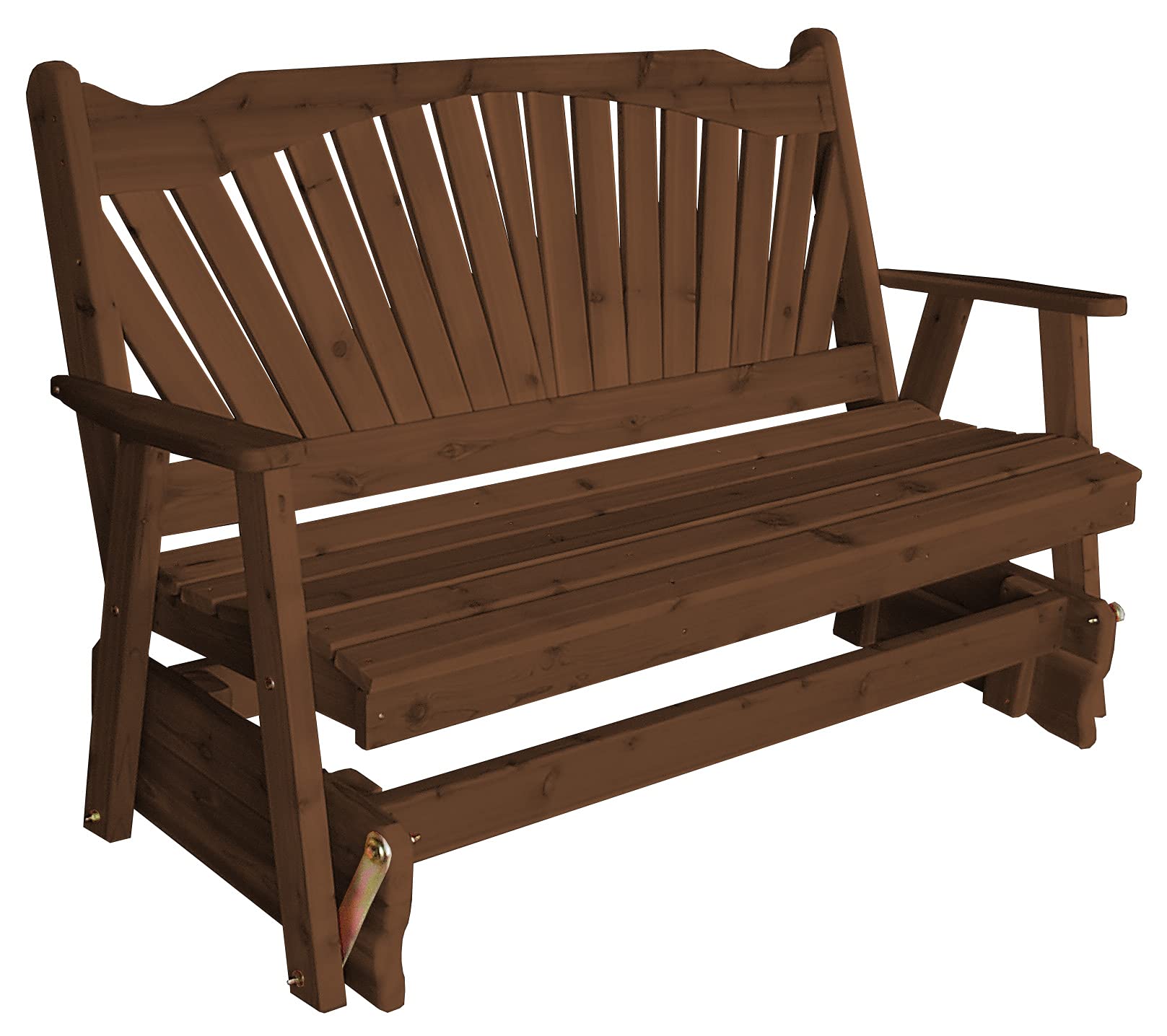 Furniture Barn USA 6-Foot Pine Fanback Glider with Mushroom Stain - Perfect for Porch, Patio & Nursery Relaxation