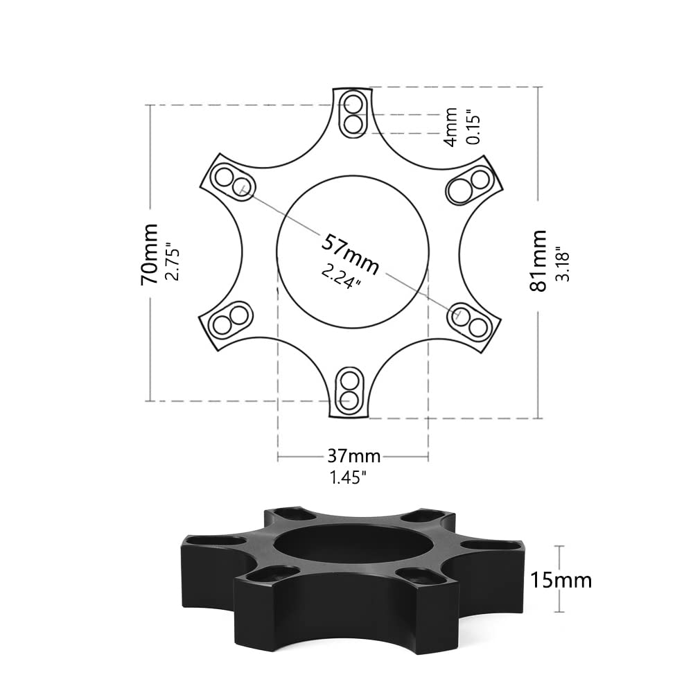RASTP 70mm Aluminum Steering Wheel Adapter Plate - Compatible with Thrustmaster T300RS & 13-14 Inch Wheels (Black) | Perfect for Racing Simulator Setups & DIY Steering Wheel Upgrades