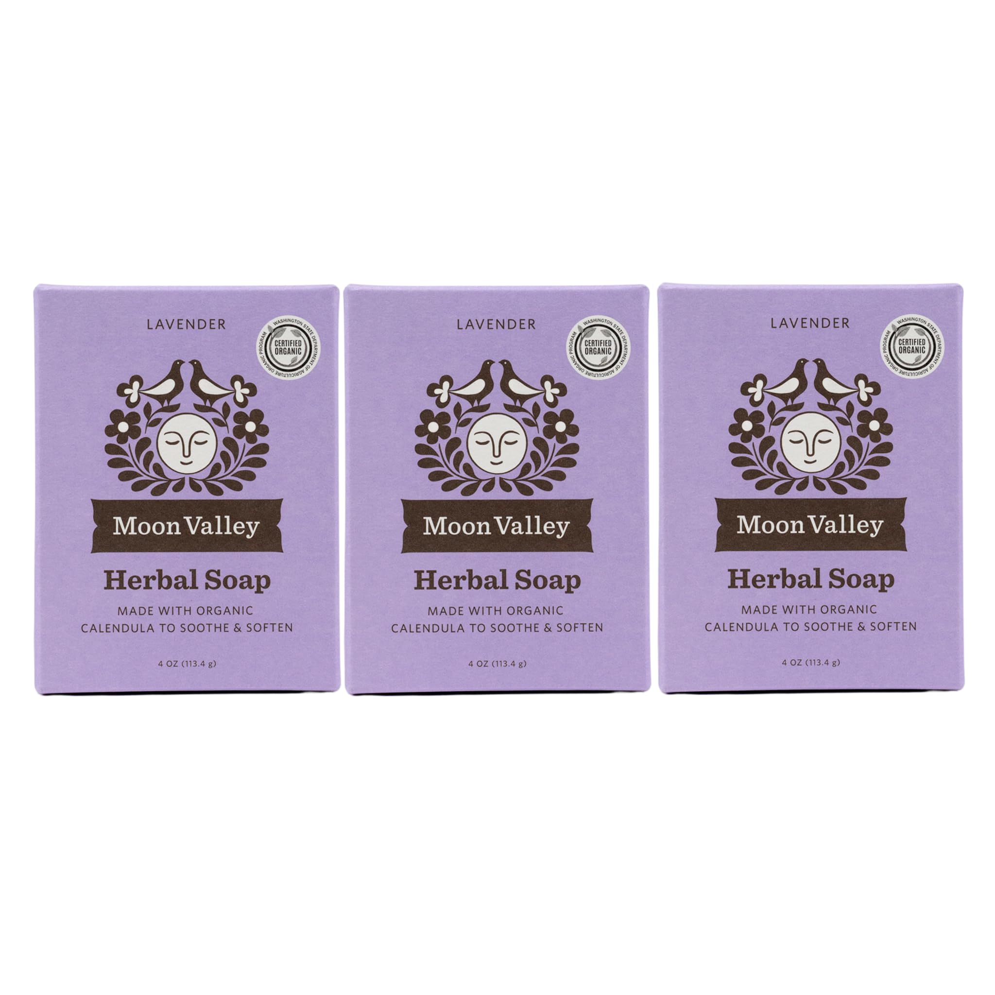 **Moon Valley Organics Natural Body Wash & Face Wash Soap Bar - 100% Organic, Vegan, Cruelty-Free (Pack of 3, Lavender Scent) - Gentle Cleansing for Sensitive Skin, Daily Use, Travel & Eco-Friendly Bath Routine**