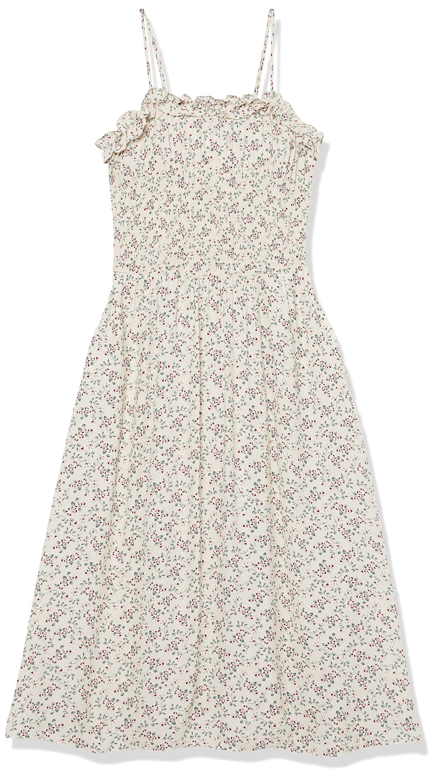 The Drop Women's Ivory Floral Print Smocked Midi Dress by Lauren Kay Sims | Summer Boho Dress for Beach Vacations, Brunch Dates & Outdoor Weddings