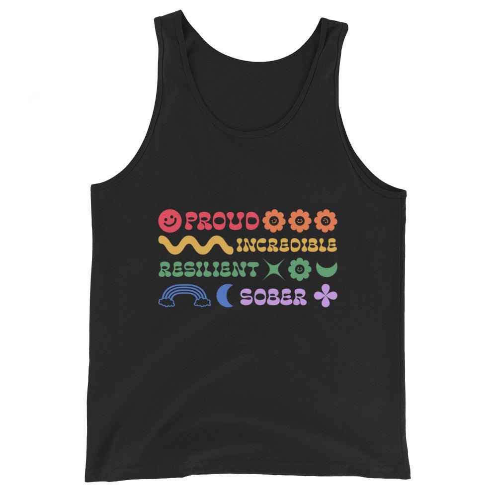 Rainbow Resilience Men's Tank Top - Sober & Proud Pride Apparel for Recovery & LGBTQ+ Support - Perfect for Pride Events, Gym Workouts and Summer Outfits