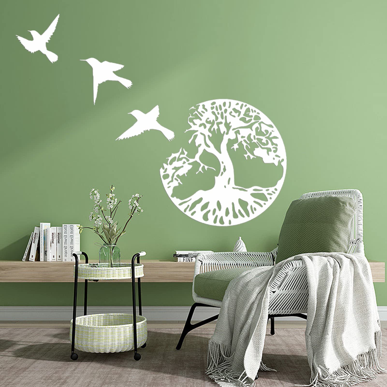 HRZZEOKV 4-Piece Tree of Life Metal Wall Art Set - Handcrafted Metal Wall Sculpture with Tree Silhouette Design - Elegant Home Decor for Living Room, Bedroom, Office & Wedding - 30CM Wall Sign for Spiritual & Nature-Inspired Interior Design