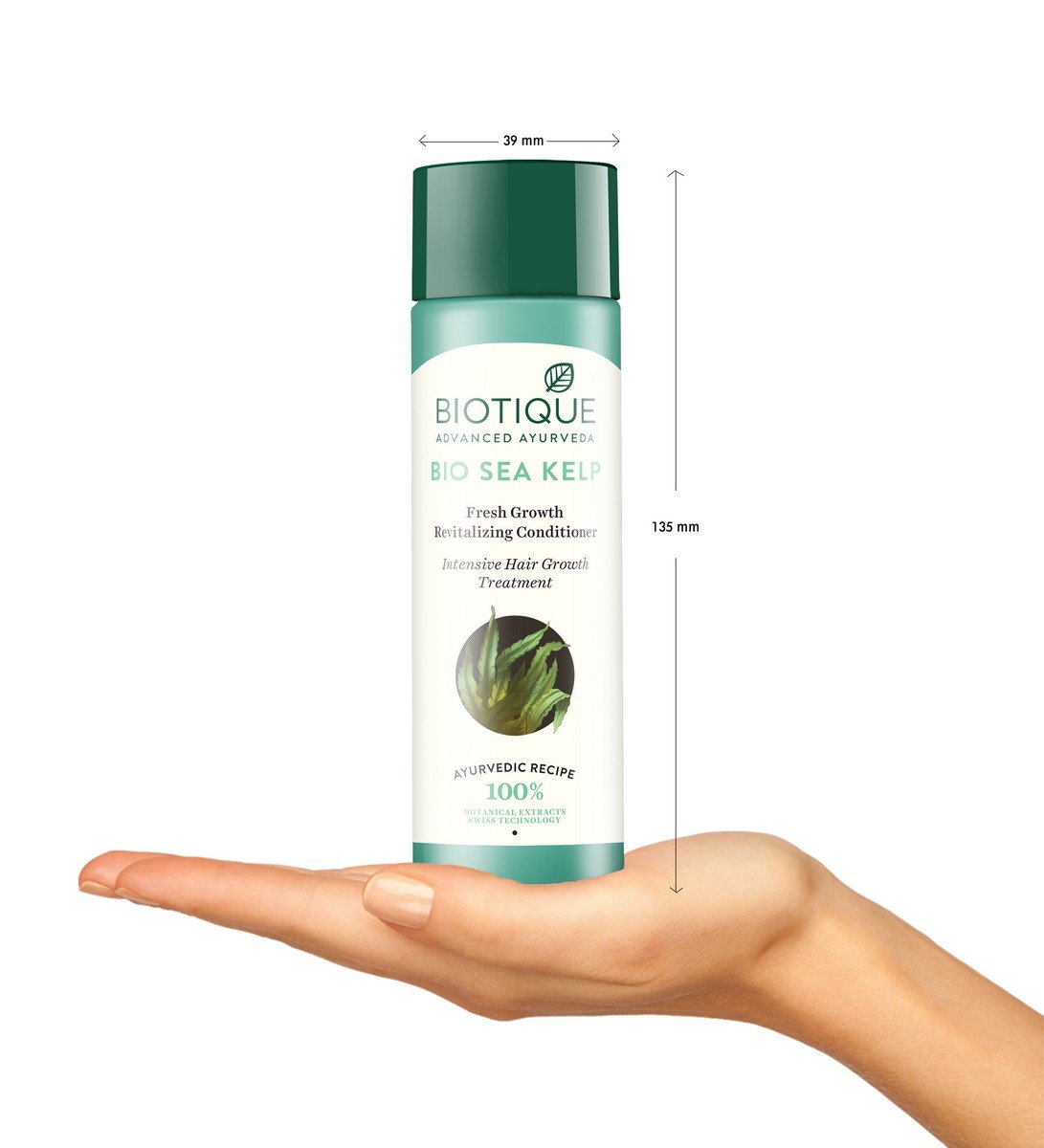 Biotique Bio Sea Kelp Fresh Growth Revitalizing Conditioner & Bio Mountain Ebony Hair Growth Serum - 120ml Each for Damaged Hair Repair & Thinning Hair Treatment - Perfect for Daily Hair Care Routine & Scalp Nourishment