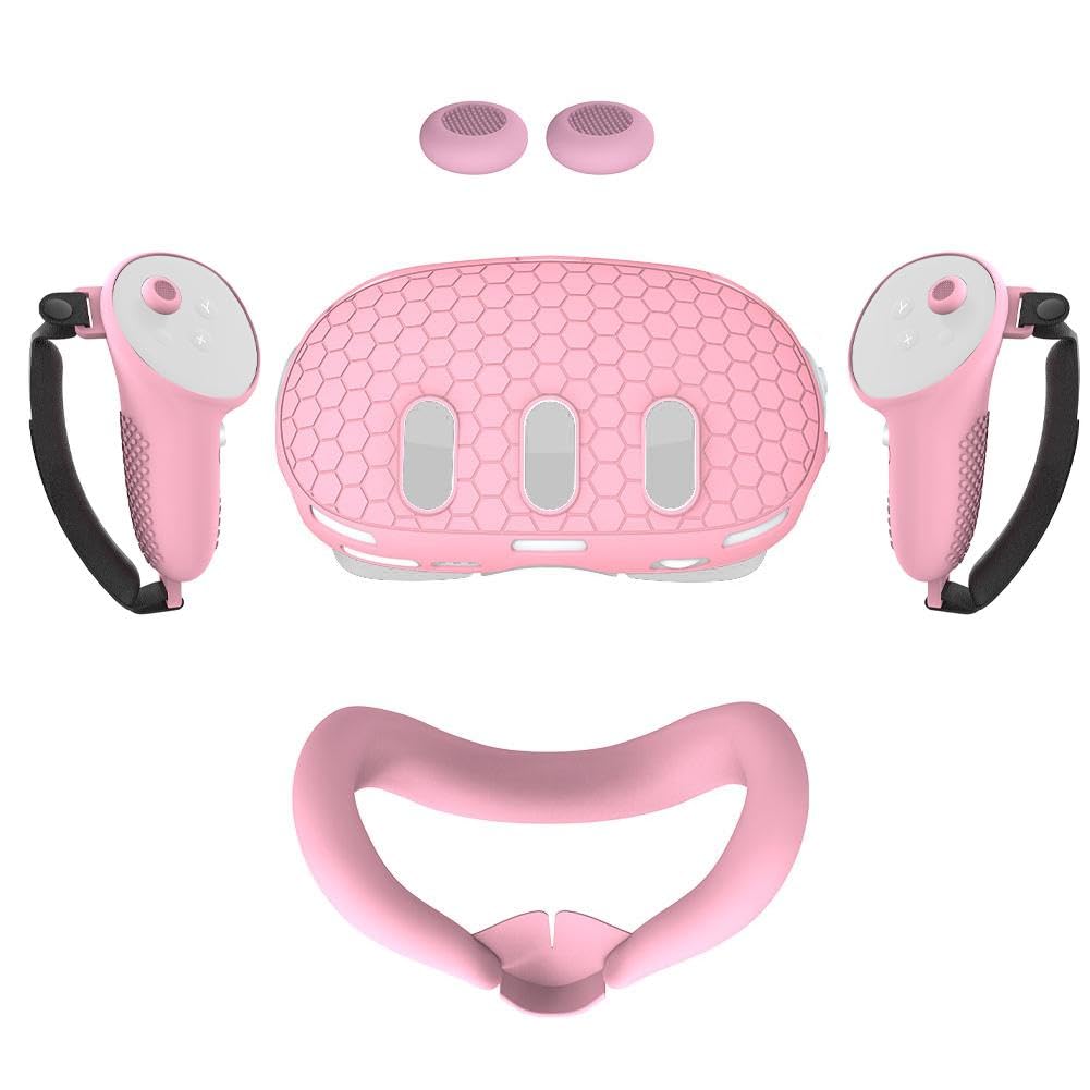 Meta Quest 3 Accessories 4-in-1 VR Silicone Cover Set - Anti-Scratch Shell, Face Cover, Lens Protector & Controller Caps for Enhanced Protection | Perfect for Gaming, VR Fitness & Immersive Experiences