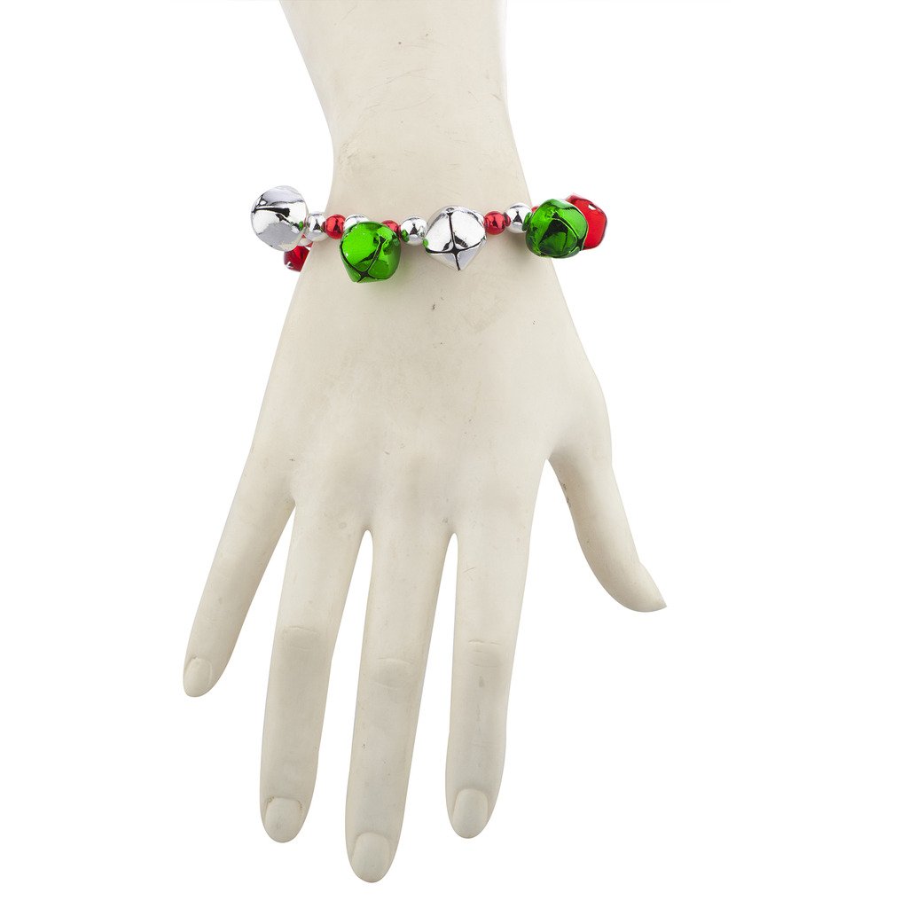 Silver Jingle Bell Bracelet Set - Christmas Holiday Accessories for Festive Parties