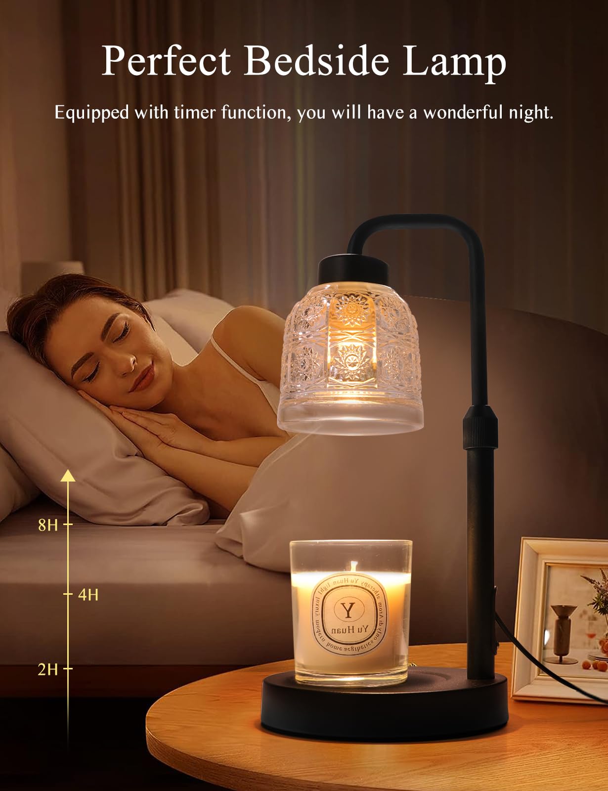 Dimmable Candle Warmer Lamp with Timer & Adjustable Height - Wax Melt Warmer for Scented Jar Candles - Includes 2 Bulbs - Perfect Gift for Women, Mom & Friends - Ideal for Home, Office, Spa & Relaxation