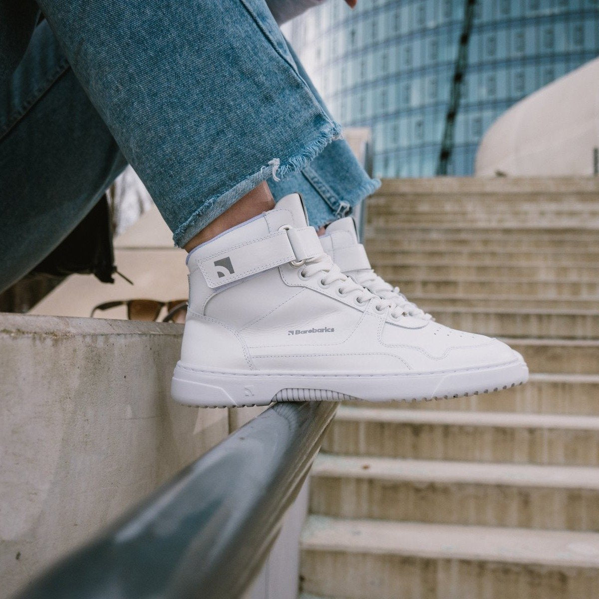 Barefoot Sneakers Barebarics Zing High Top - All White Leather Minimalist Shoes for Men & Women | Perfect for Running, Gym & Casual Wear