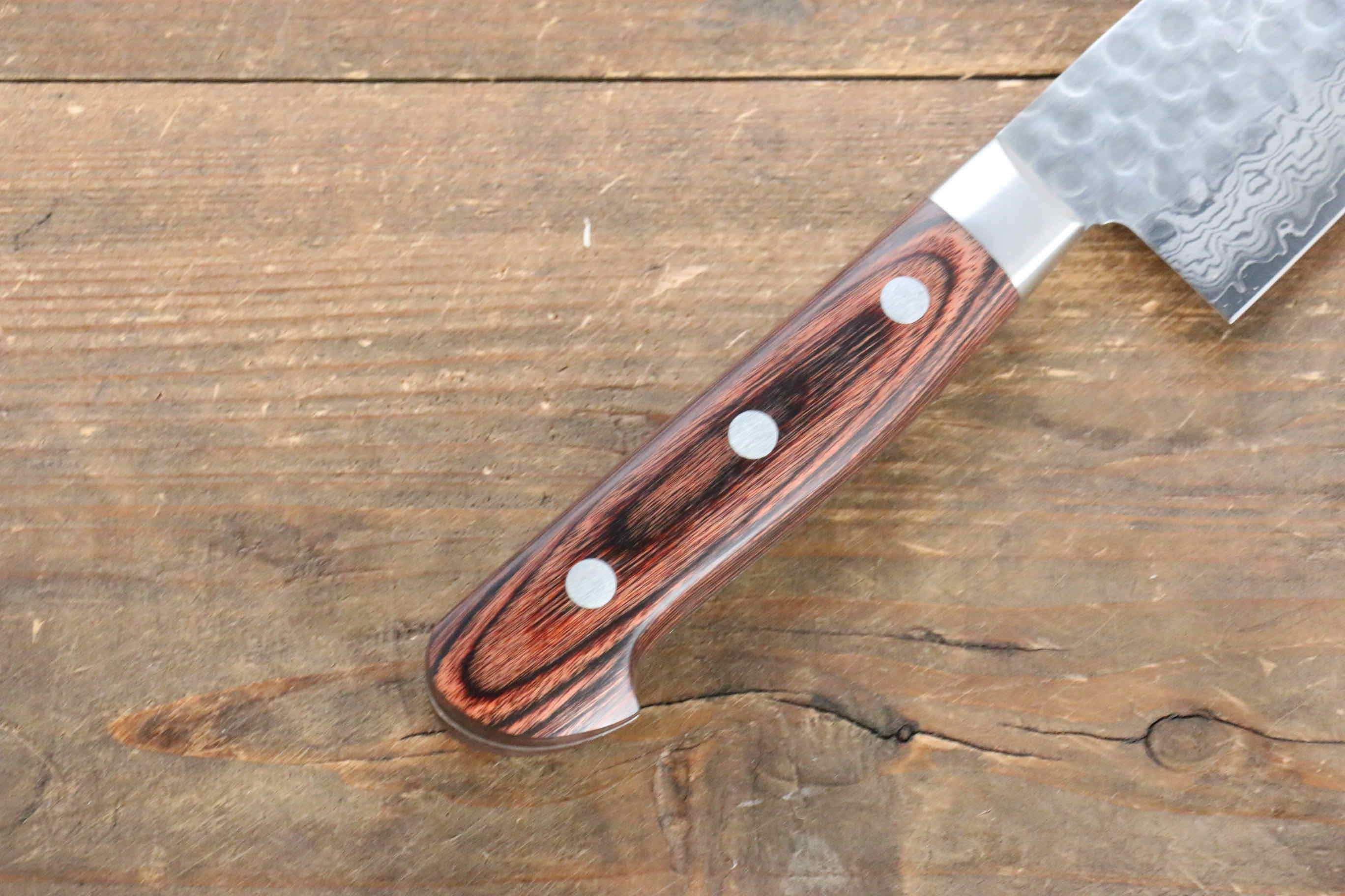 Premium Jikko VG10 17-Layer Kiritsuke Santoku Knife 170mm - Japanese Damascus Steel with Mahogany Handle - Perfect for Sushi, Vegetables & Meat Slicing