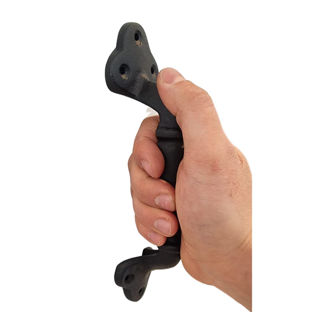 Heavy Duty Industrial Pipe Style Cast Iron Handle - 22.5cm (8.86 Inch) Black Metal Cabinet Pull for Vintage Furniture, Barn Doors & DIY Projects