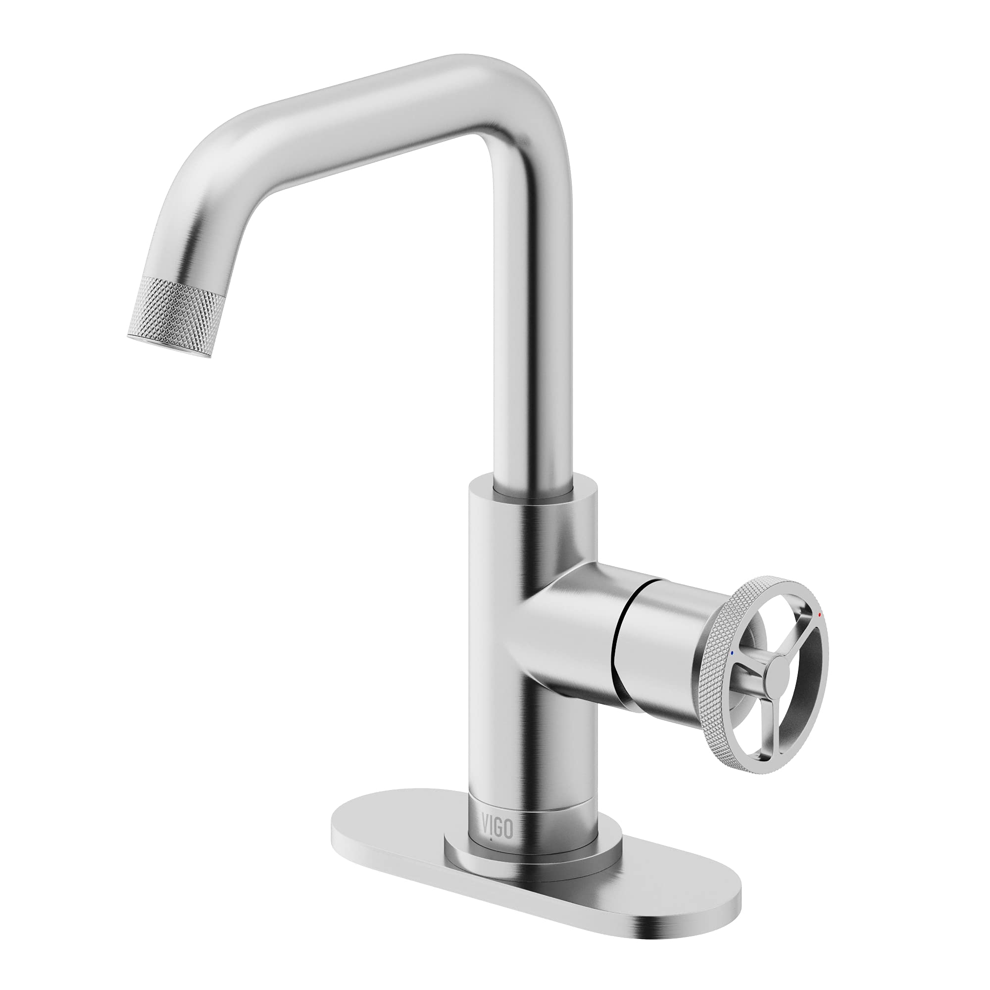 VIGO Cass 9.375 Inch Single Handle Bathroom Sink Faucet in Brushed Nickel - Single Hole or Deck Plate Installation - Perfect for Modern Bathroom Vanities and Powder Rooms (Model VG01047BNK1)