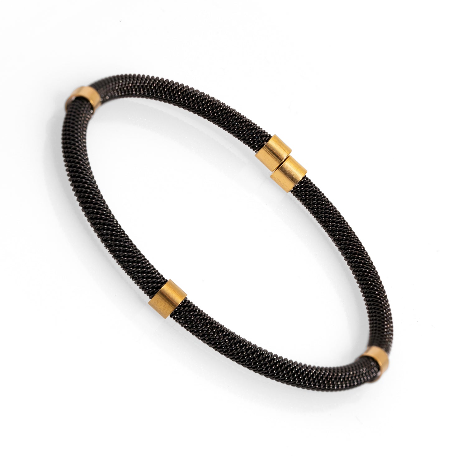 Stylish Men's Black & Gold Steel Bracelet - Trendy Fashion Accessory for Casual, Business & Formal Occasions