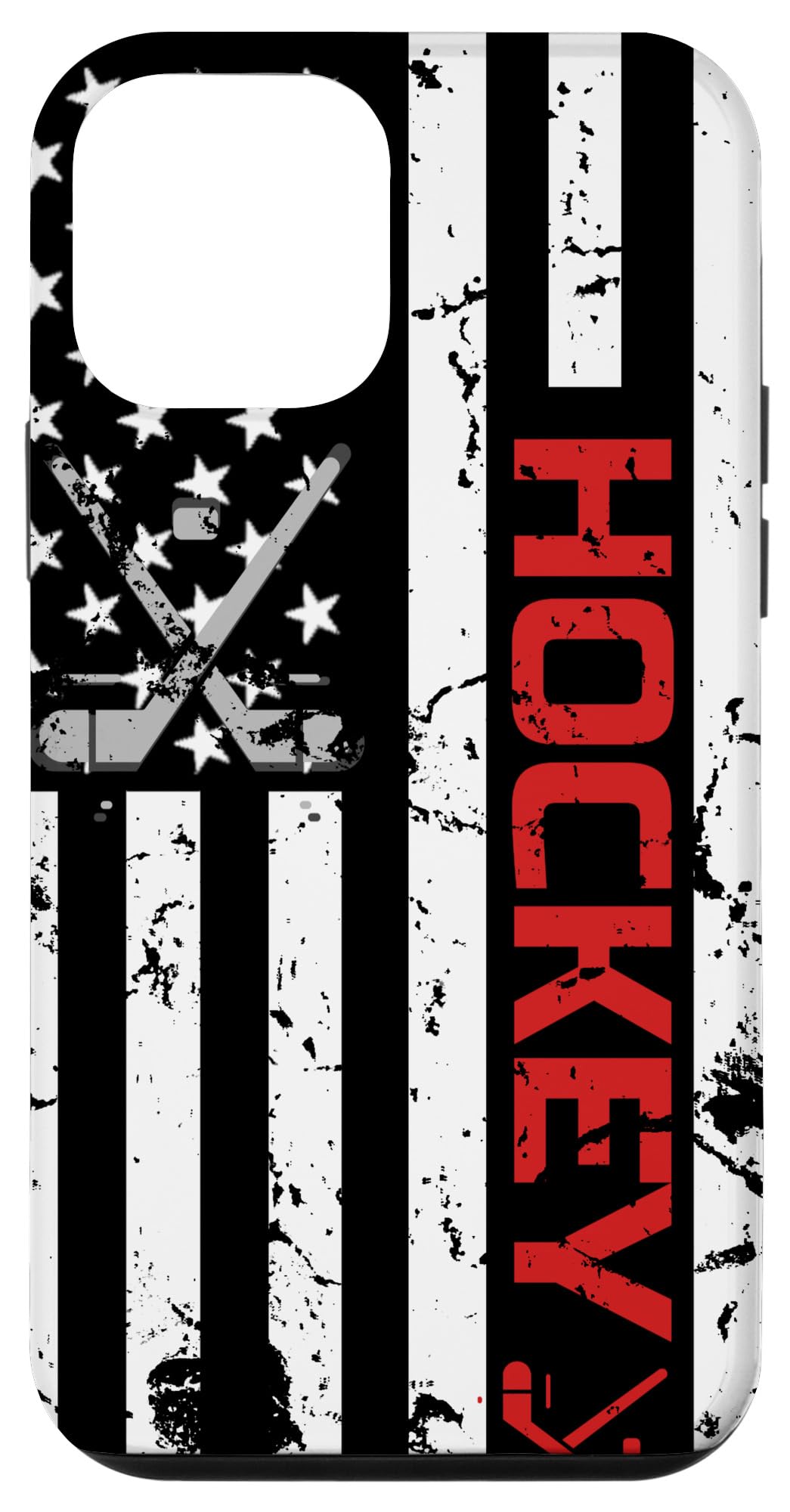 iPhone 12 Mini Hockey Phone Case with Red American Flag Design - Perfect Gift for Hockey Lovers | Durable Protection for Games & Daily Use