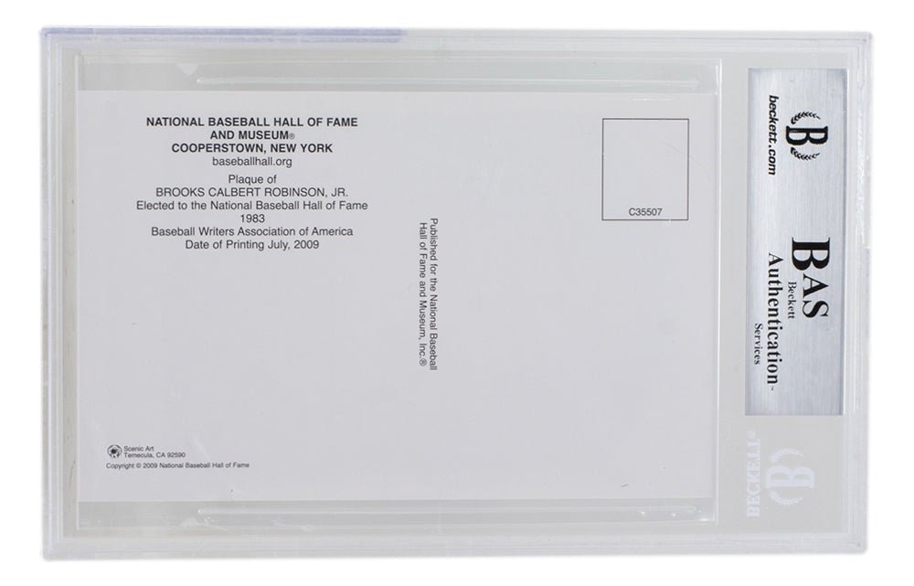 Brooks Robinson Autographed Slabbed Baltimore Orioles Hall of Fame Plaque Postcard - BAS 108 - Perfect for Baseball Memorabilia Collections & Sports Fan Gifts