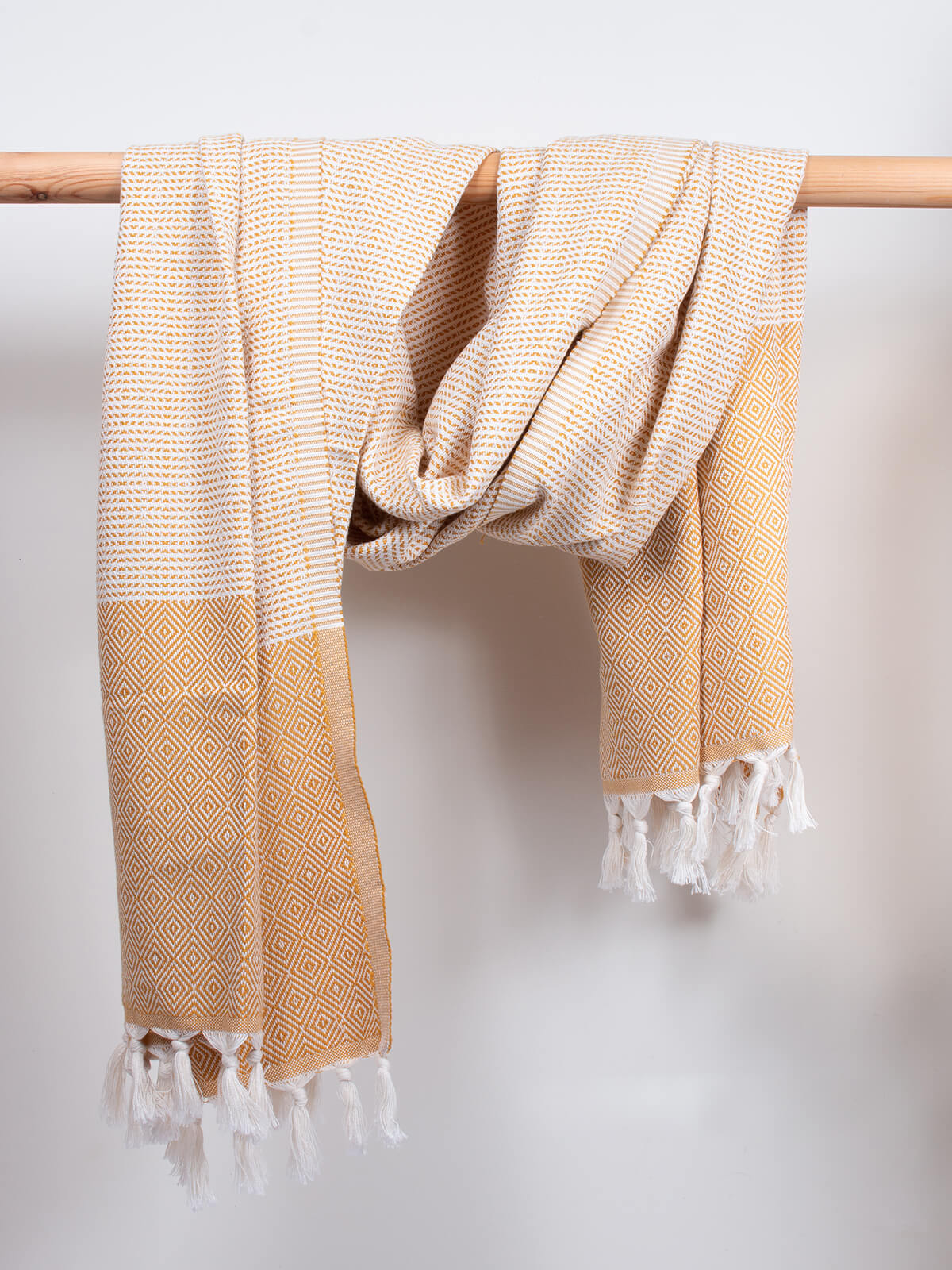 Premium Nordic Dot Hammam Towel - Soft & Absorbent Mustard Turkish Bath Towel for Spa, Beach, Yoga & Home Decor