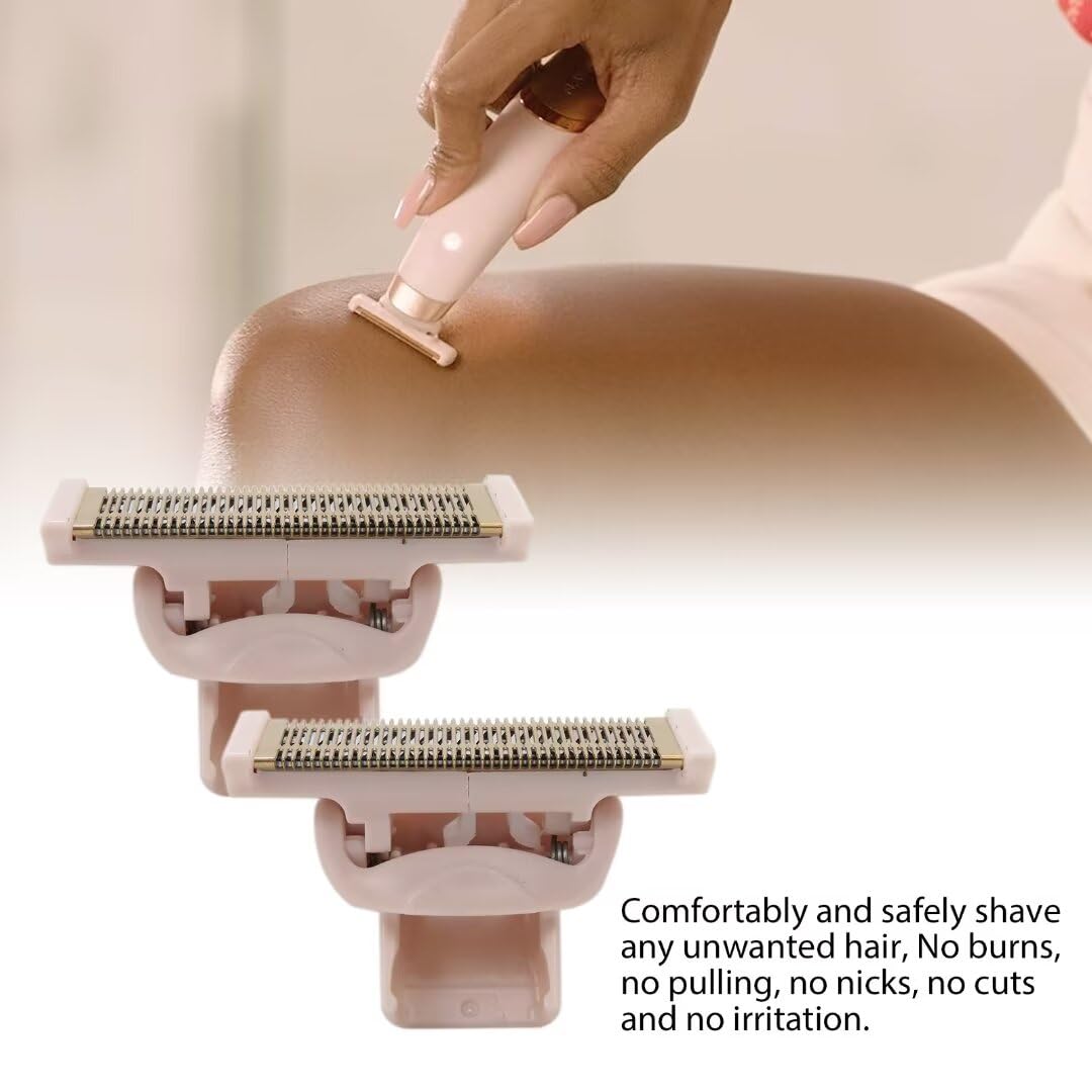 2025 New 2Pcs Women's Replacement Shaver Head - Rose Gold Plated Hair Remover Blades with Protective Covers for Flawless Nu Razor | Perfect for Travel, Home Use & Sensitive Skin Grooming