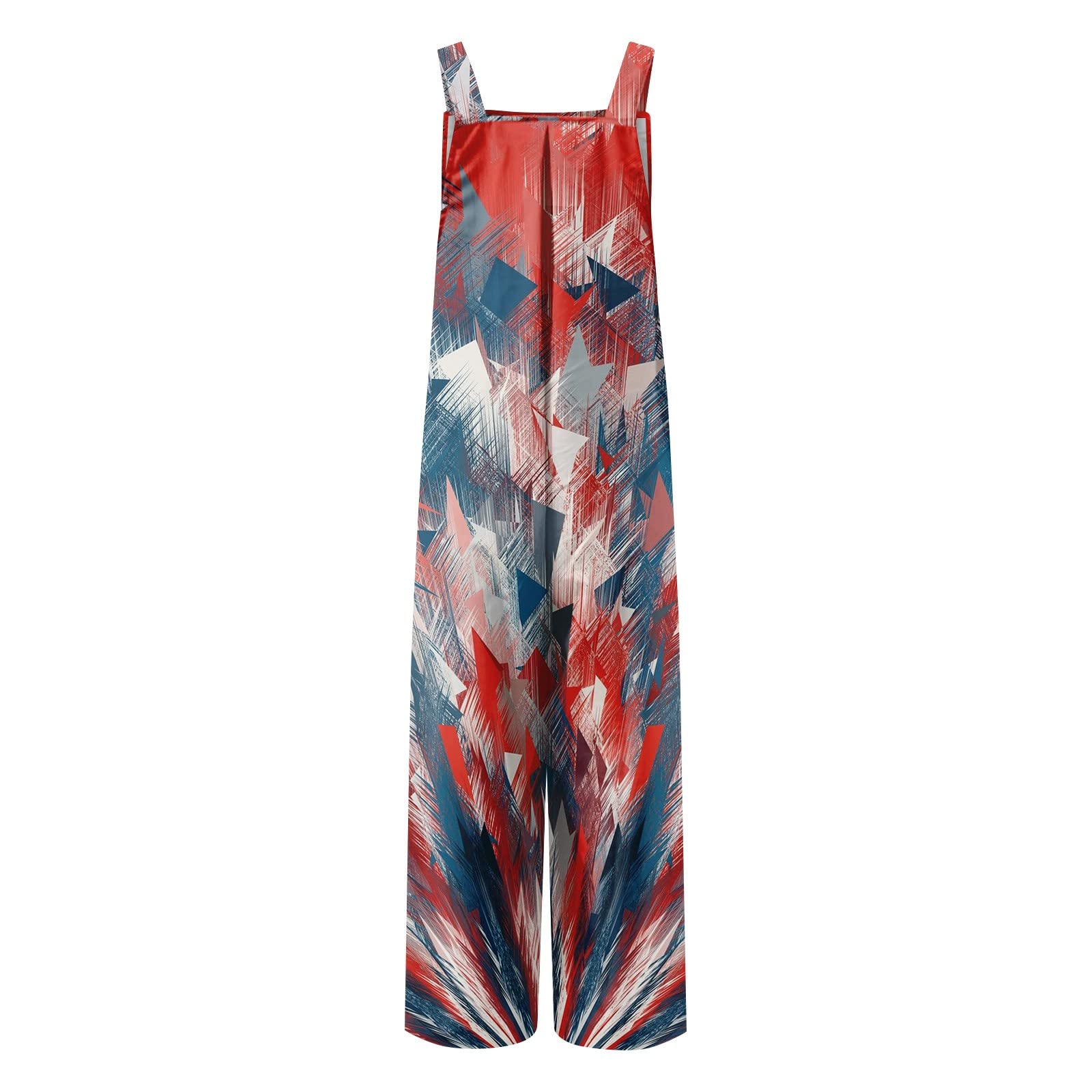 Women's Linen Jumpsuit with Side Pockets - Flowy Summer Romper with Print Design, Non-Adjustable Straps (Sizes S-2XL) | Perfect for Beach Vacations, Casual Outings & Summer Parties