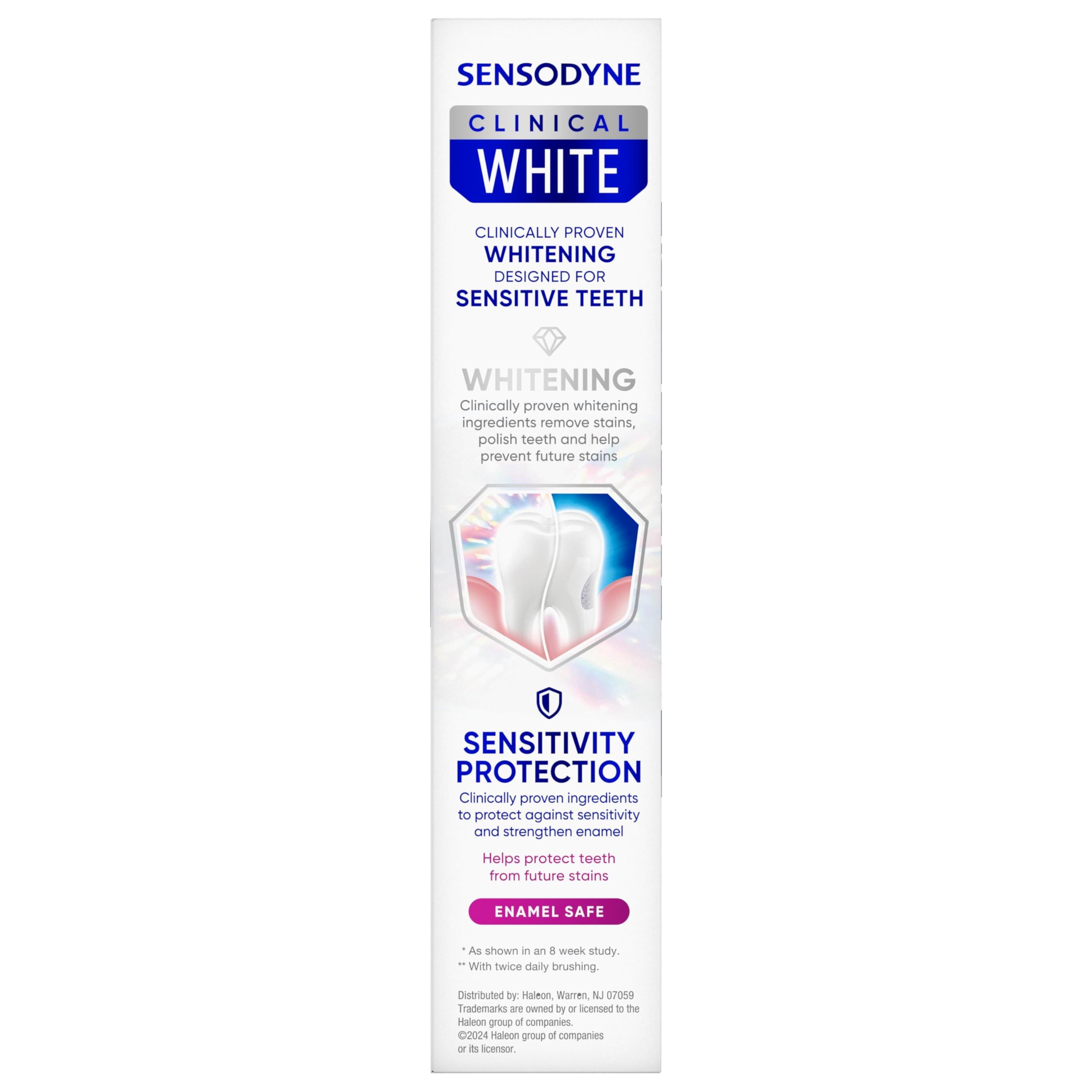Sensodyne Clinical White Toothpaste for Sensitive Teeth - Clinically Proven Whitening & Stain Protection, 3.4 oz (Pack of 3) | Gentle Teeth Whitening Solution for Daily Oral Care & Stain Removal