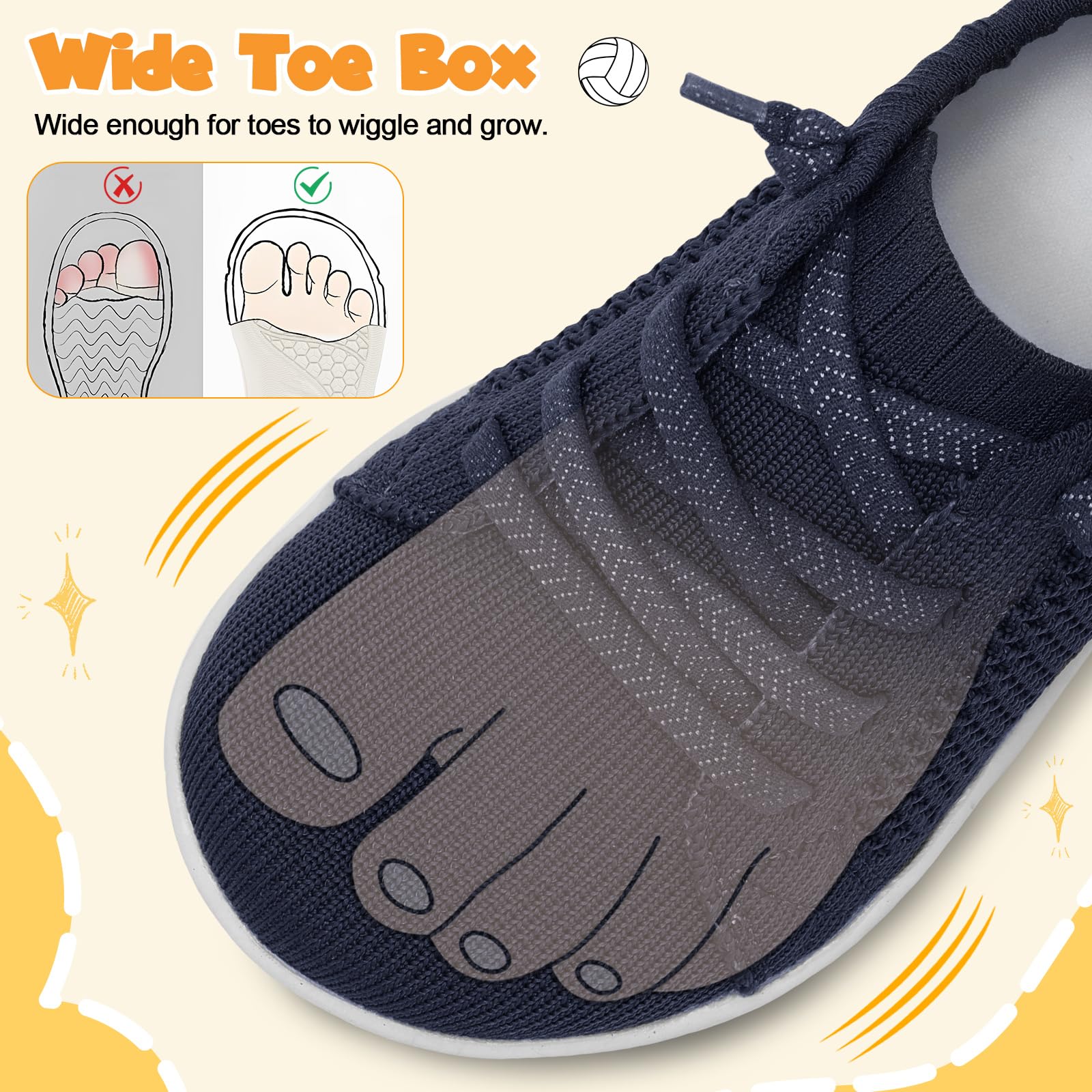 LeIsfIt Toddler Shoes for Girls & Boys - Wide Fit Barefoot Minimalist Sneakers with Zero Drop Sole - Slip-On Tennis Shoes for Kids - Perfect for Playtime, School & Outdoor Activities
