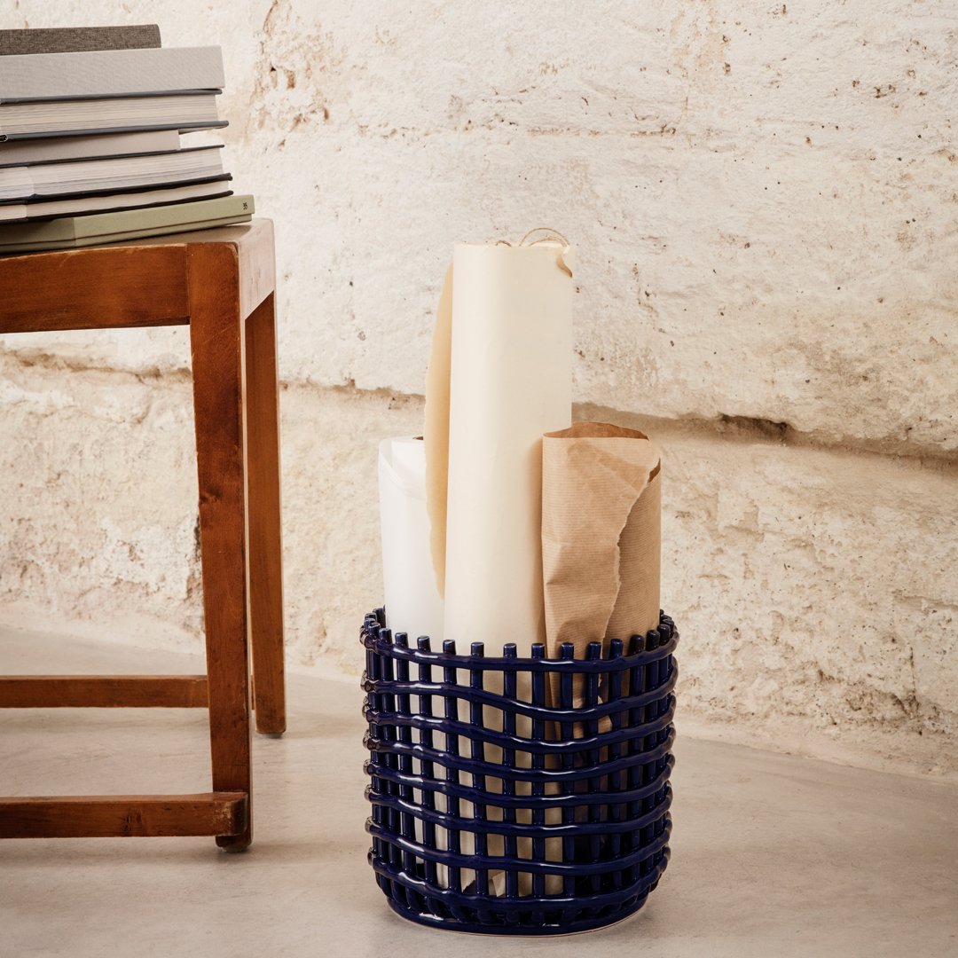 Ferm Living Ceramic Basket - Handmade Decorative Storage for Home & Office | Perfect for Organizing Keys, Jewelry & Small Items