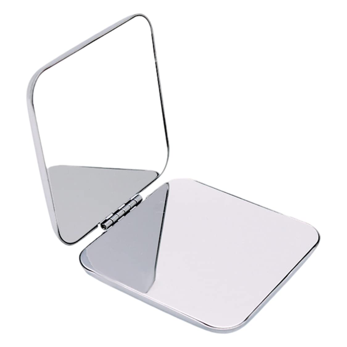 Portable Stainless Steel Folding Makeup Mirror - Double Sided Square Compact Mirror for Travel, Home & Professional Cosmetic Use