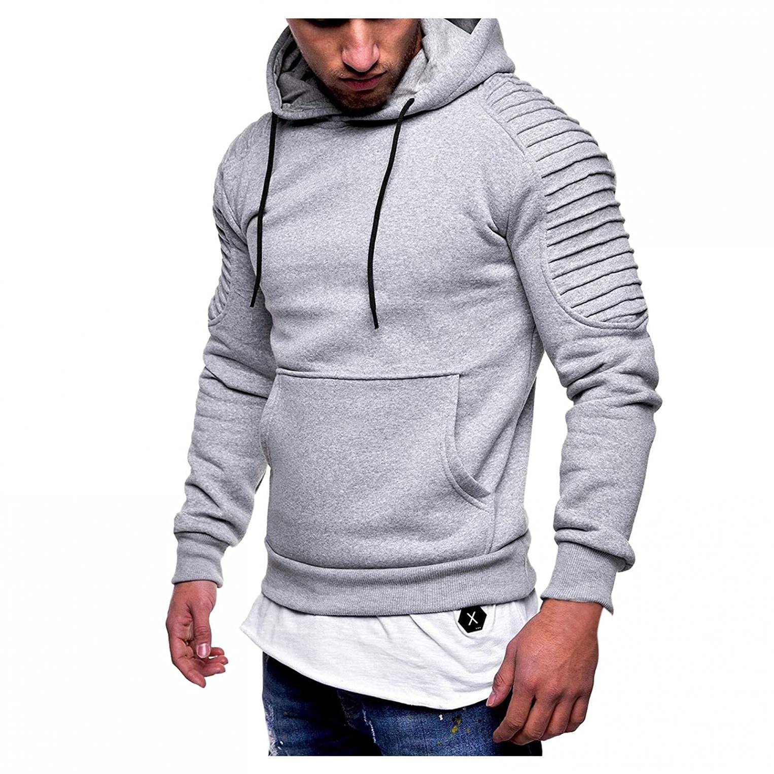 **Men's Contrast Raglan Long-Sleeve Fleece Hoodie - Athletic Pullover with Pocket | Casual Wear, Gym & Outdoor Activities**