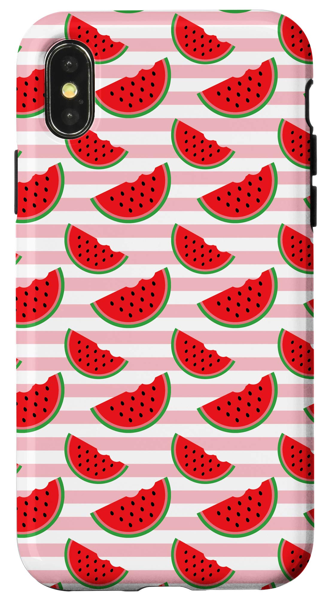 Cute Watermelon Fruit iPhone X/XS Case for Women & Girls - Summer Beach Pink & White Design - Perfect for Vacation, Pool Parties & Outdoor Adventures