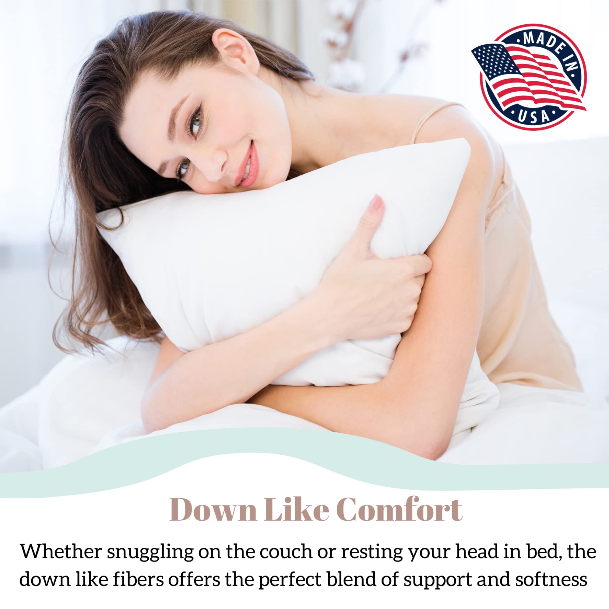 Premium Synthetic Down Pillow Insert - 21x31 Down Alternative Pillow, Ultra Soft Oversized Queen Bed Sleeping Pillow, Large Rectangle Sham - 1 Decorative Pillow Form for Bedroom, Living Room & Guest Room Decor