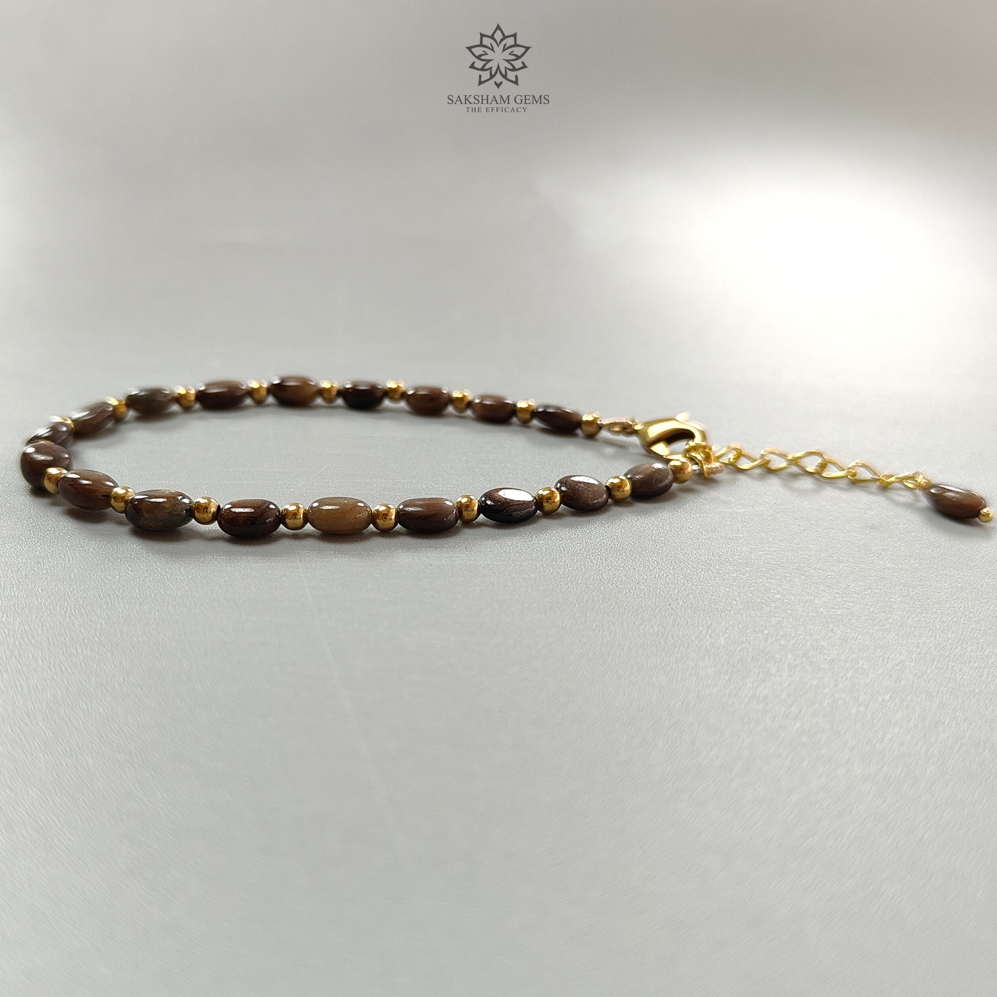 Golden Brown Chocolate Sapphire Beads Bracelet - 7.14g Natural Untreated Oval Sapphire & Brass Bracelet (6x5mm) for Women | Boho Jewelry, Gift for Her, Wedding Accessory, Everyday Wear