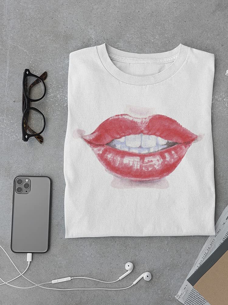 Red Lips and Teeth Watercolor T-Shirt for Men - Trendy Graphic Tee for Casual Wear, Street Style & Everyday Outfits