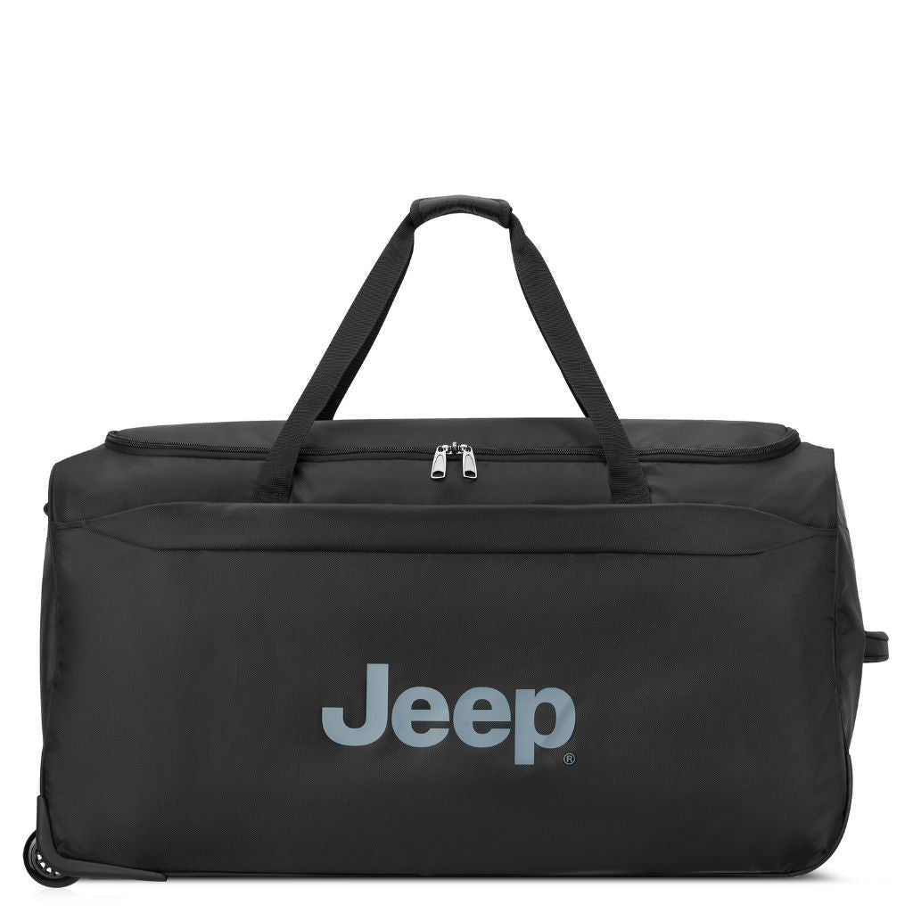 Jeep 83cm Duel Wheel Lightweight Large Duffle Bag - Black | Water-Resistant Travel Duffel for Gym, Camping & Weekend Getaways