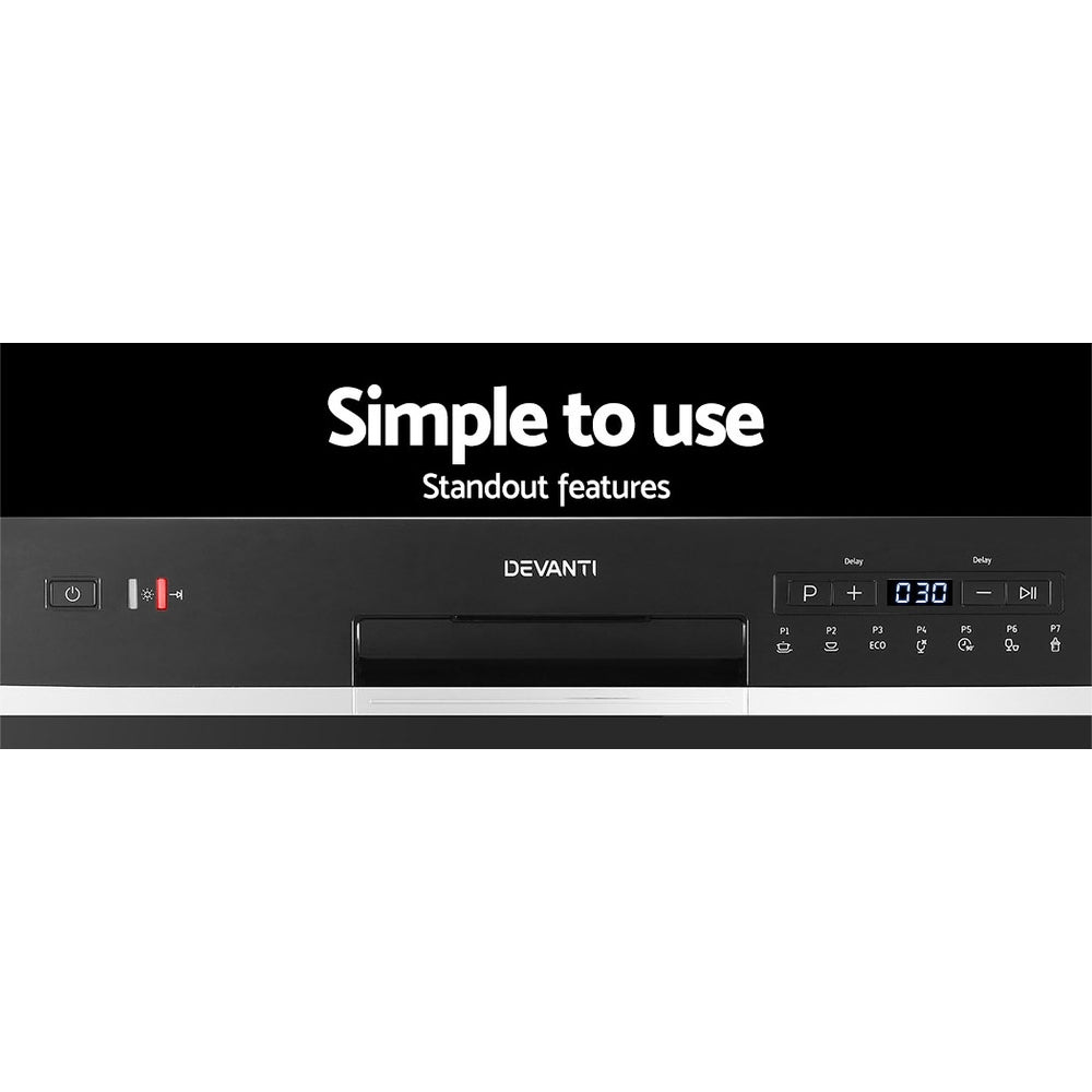 Devanti 6 Place Settings Compact Countertop Dishwasher in Black - Perfect for Small Kitchens, Apartments & RVs