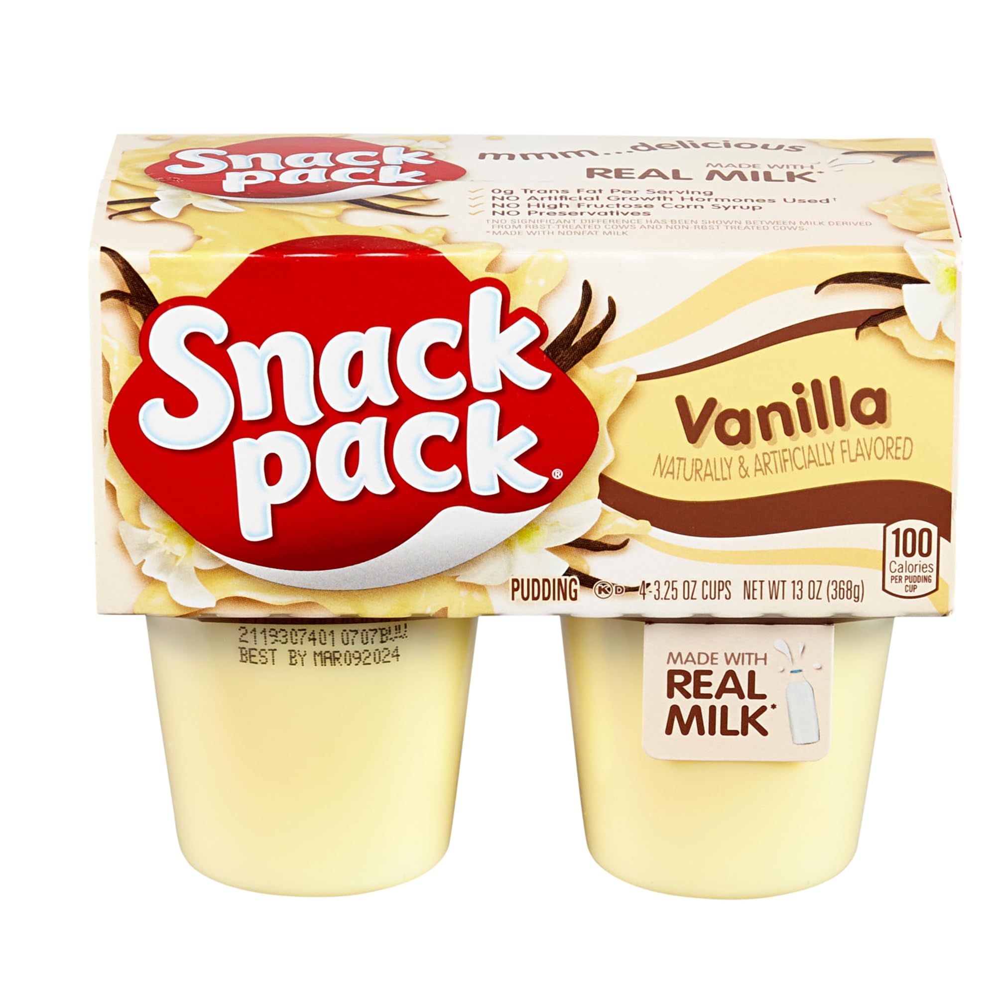 Snack Pack Vanilla Pudding Cups - 4 Count (12 Pack) | Delicious & Convenient Snack for Kids Lunch Boxes, Office Desserts & On-the-Go Treats
