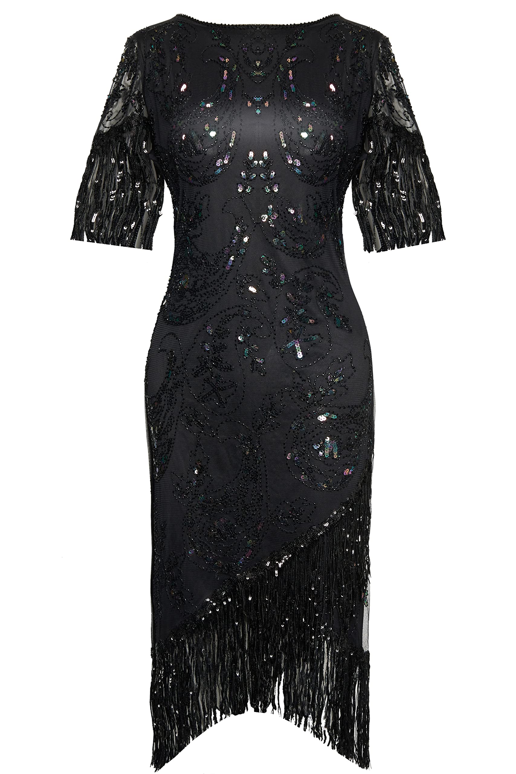Vintage 1920s Flapper Dress - Great Gatsby Inspired Fringed Sequins Party Dress for Women | Roaring 20s Costume, Prom, Halloween & Themed Parties
