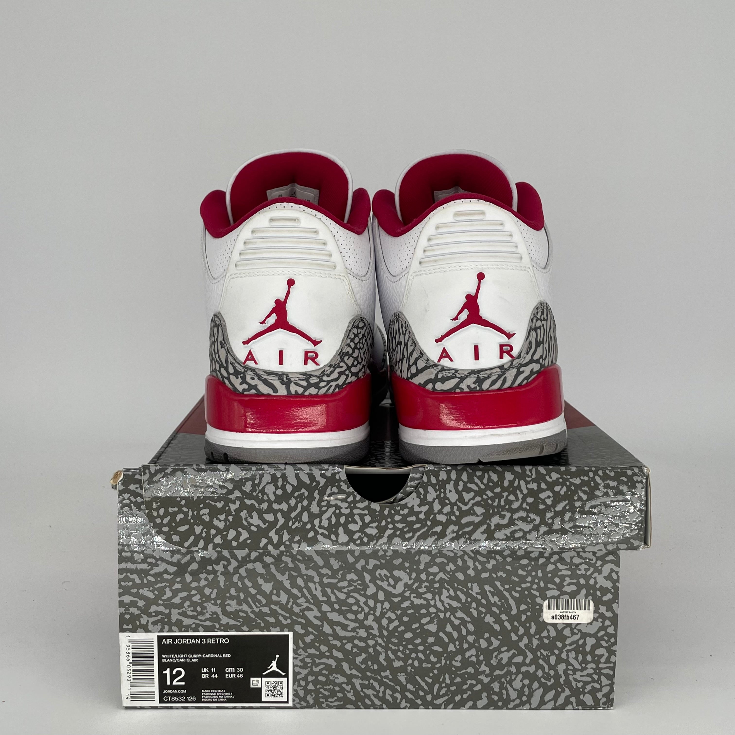 AIR JORDAN 3 CARDINAL Men's Basketball Shoes Size 12 - Retro Style Sneakers CT8532-126 | Perfect for Streetwear, Casual Outfits & Basketball Games