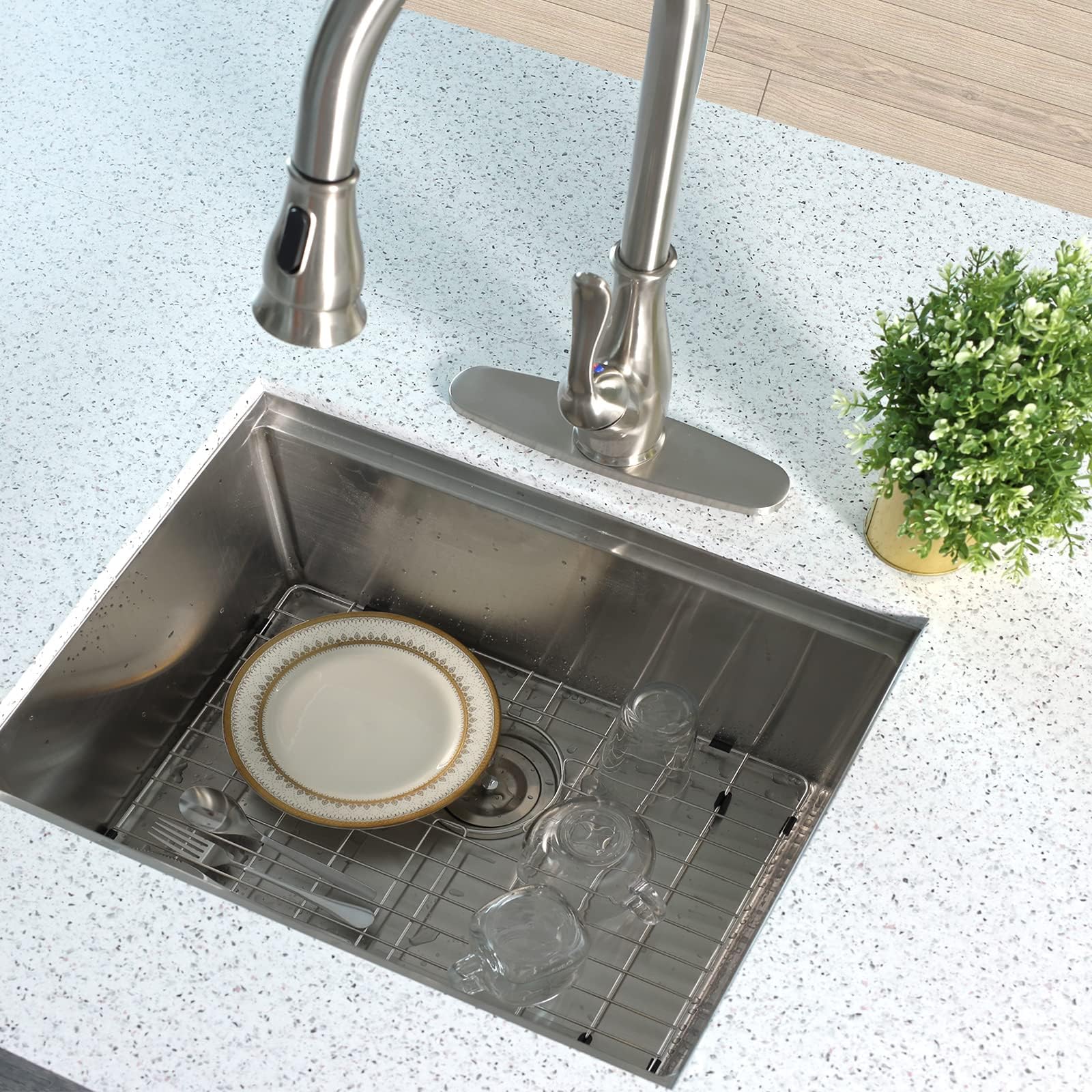 Tysun 15x17 Inch Undermount Bar Sink - Premium 18 Gauge Stainless Steel RV Kitchen Prep Sink with Colander, Dish Drying Rack & Accessories - Perfect for Small Kitchens, RV Camping & Outdoor Cooking Stations