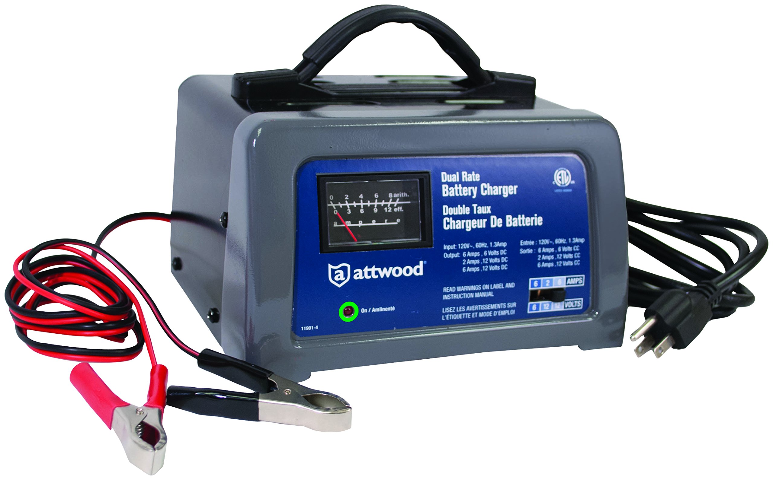 Attwood 11901-4 Marine Battery Charger - 12V/24V Automatic Smart Charger for Boats, RVs & Camping - Waterproof & Shockproof Design for Outdoor Adventures