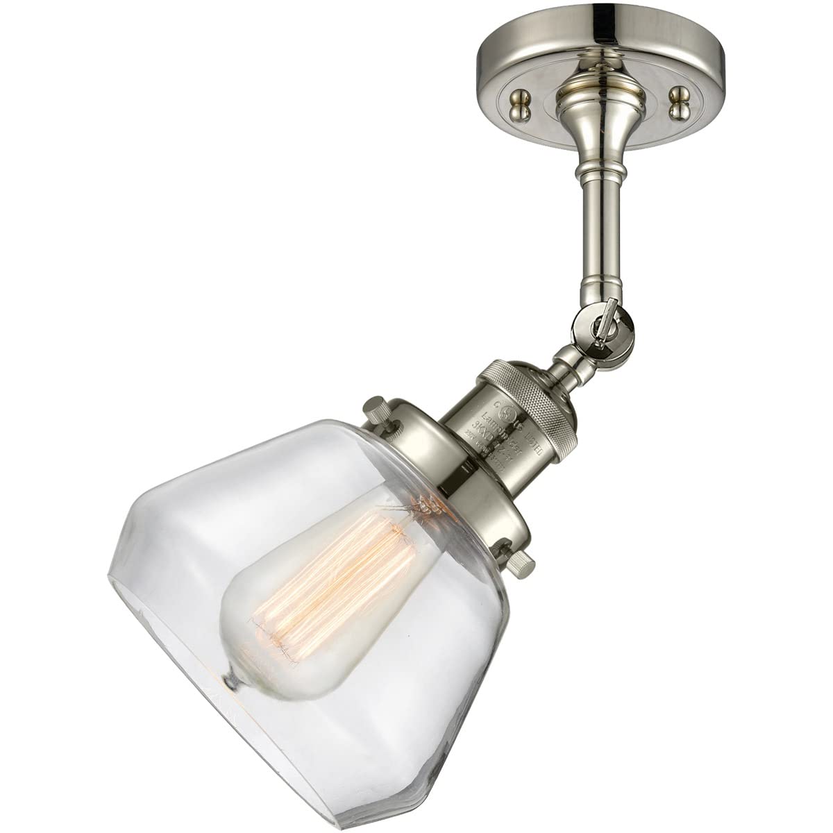 Innovations 201F-PN-G172-LED Semi-Flush Mount Ceiling Light Fixture - Polished Nickel Finish, Energy Efficient LED Lighting for Bedroom, Kitchen & Hallway
