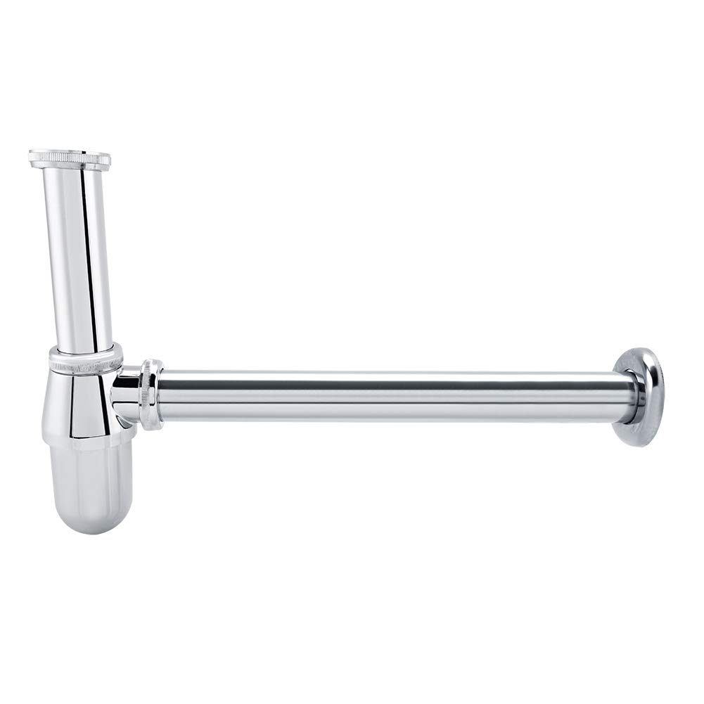 Chrome Zinc Alloy Round Bottle Sink Trap for Bathroom & Kitchen Drain - Stainless Steel Waste Pipe, Durable Basin Tube for Easy Installation - Perfect for Bathroom Vanities, Kitchen Sinks & Utility Drains