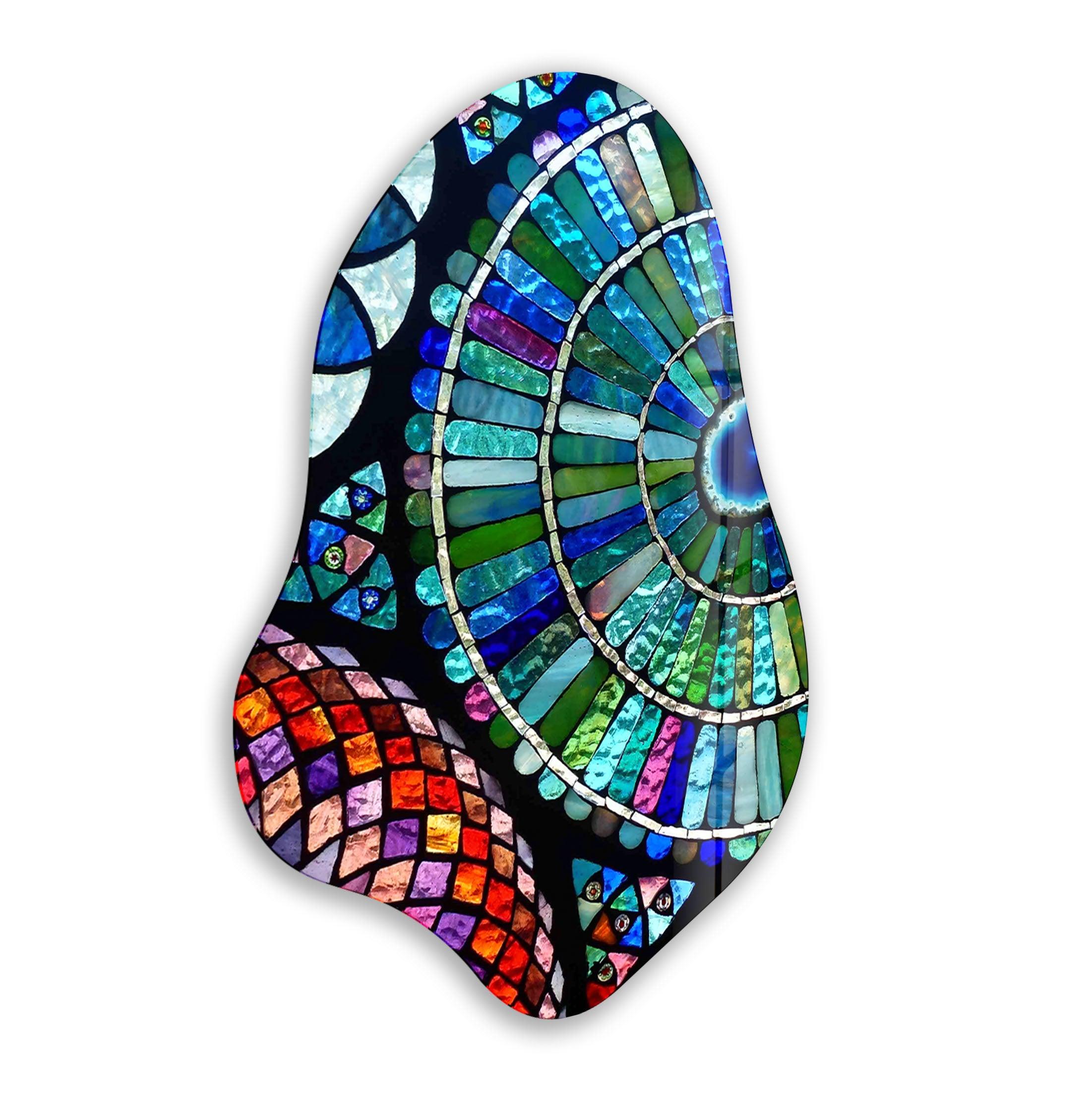 Blue Mosaic Glass Wall Art Decor - Handmade Modern Home Decor for Living Room, Bedroom & Office