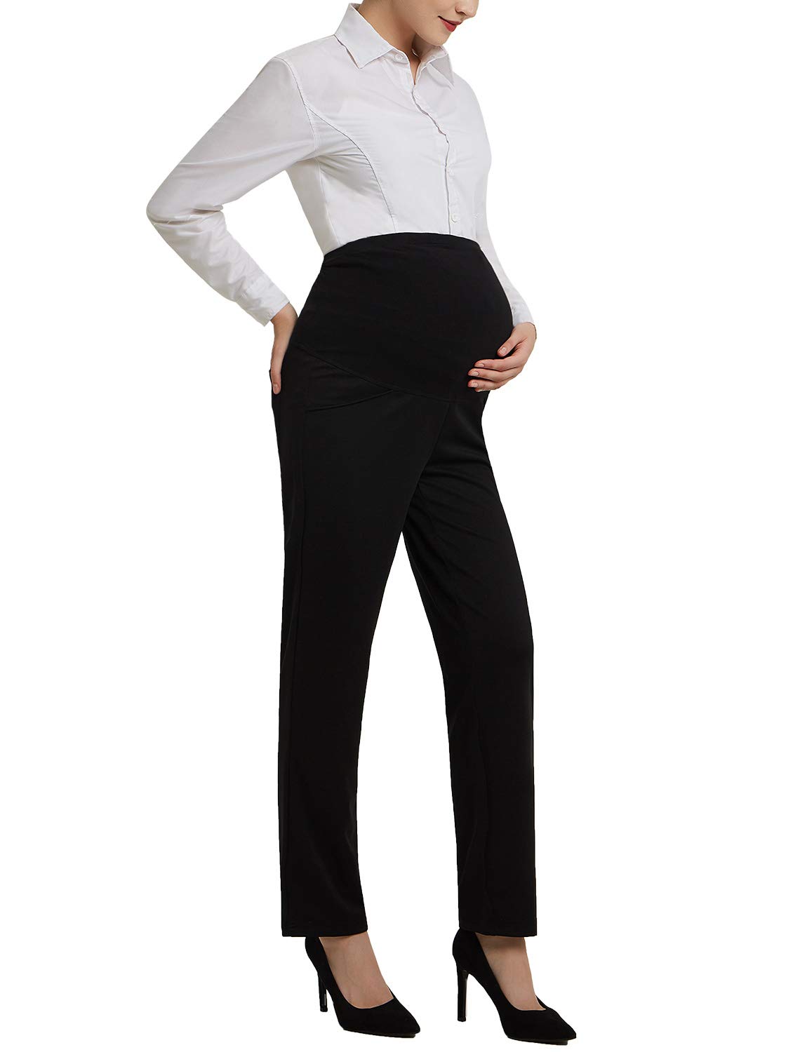 Bhome Maternity Jeans - Stretchy High Waisted Pants for Pregnant Women - Comfortable Work & Office Wear - Perfect for Professional Dress & Career Outfits - Ideal for Pregnancy Work Attire & Business Casual Looks